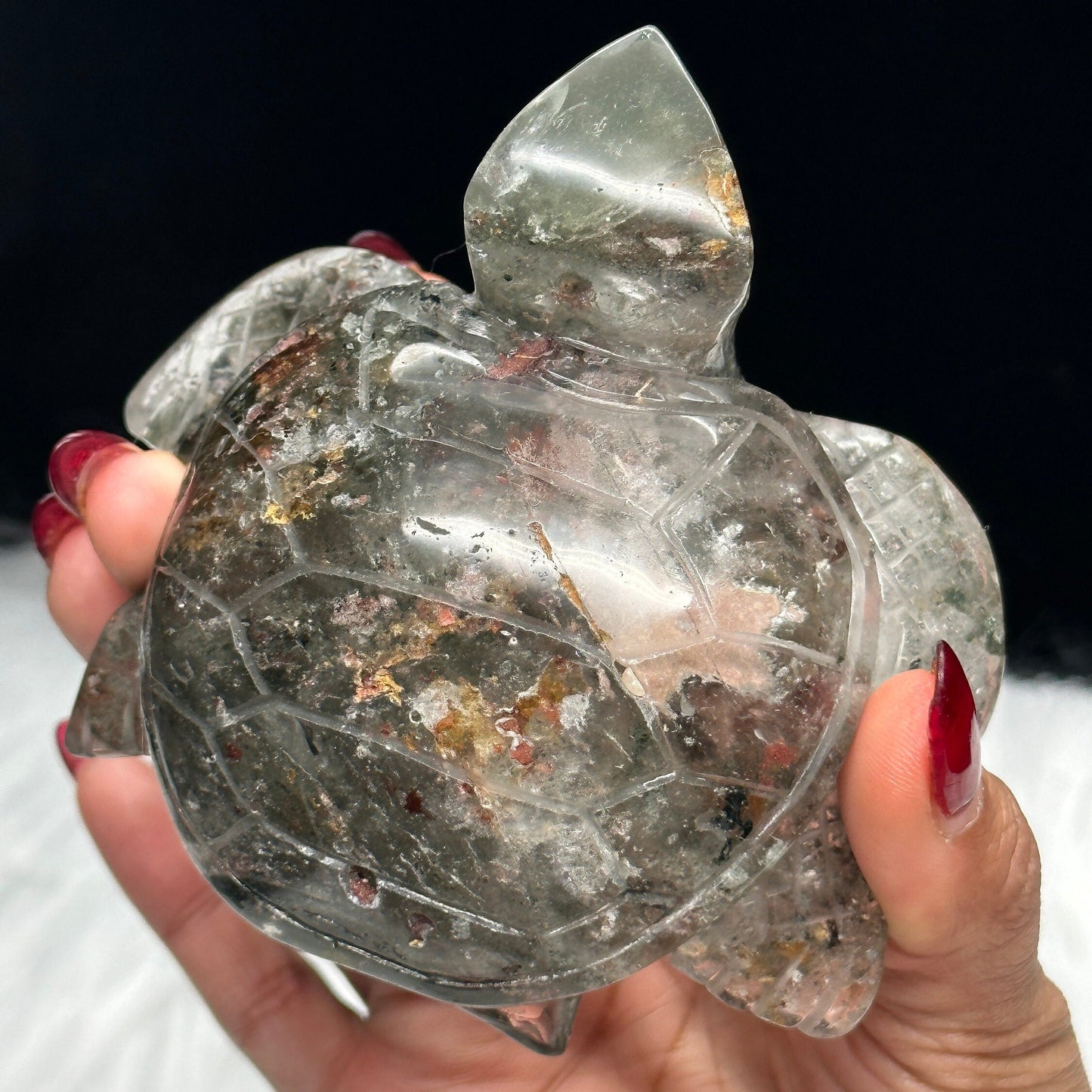 Large Garden Quartz Crystal Turtle Carving, Garden Quartz Turtle Carving