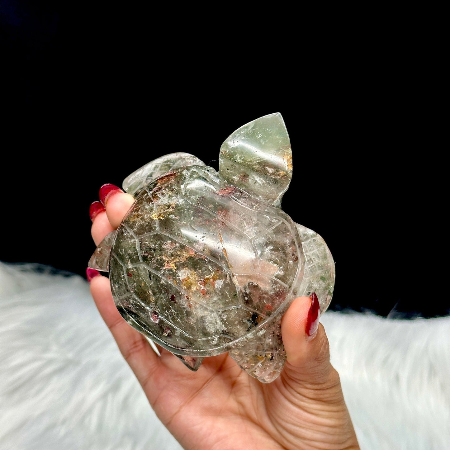 Large Garden Quartz Crystal Turtle Carving, Garden Quartz Turtle Carving