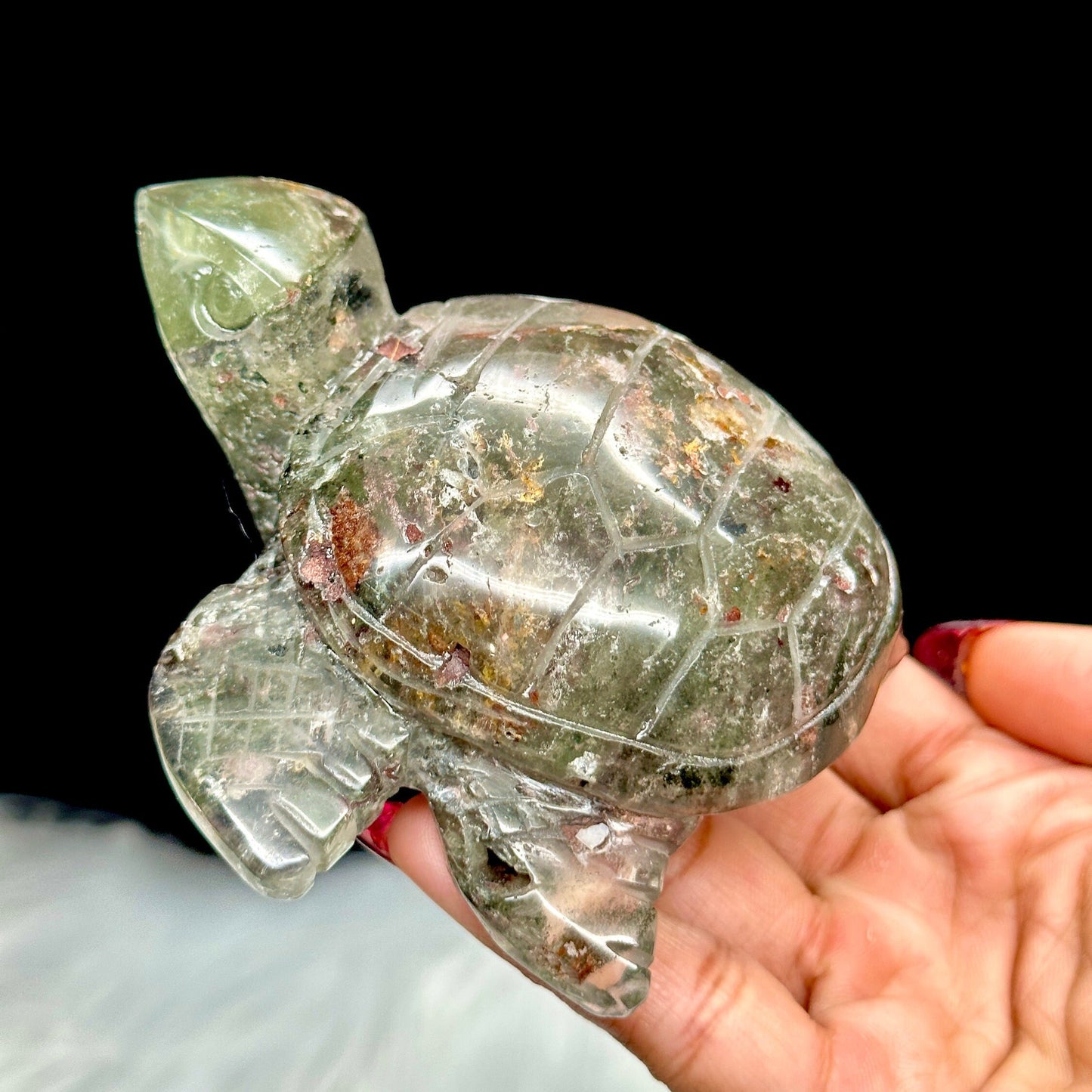 Large Garden Quartz Crystal Turtle Carving, Garden Quartz Turtle Carving