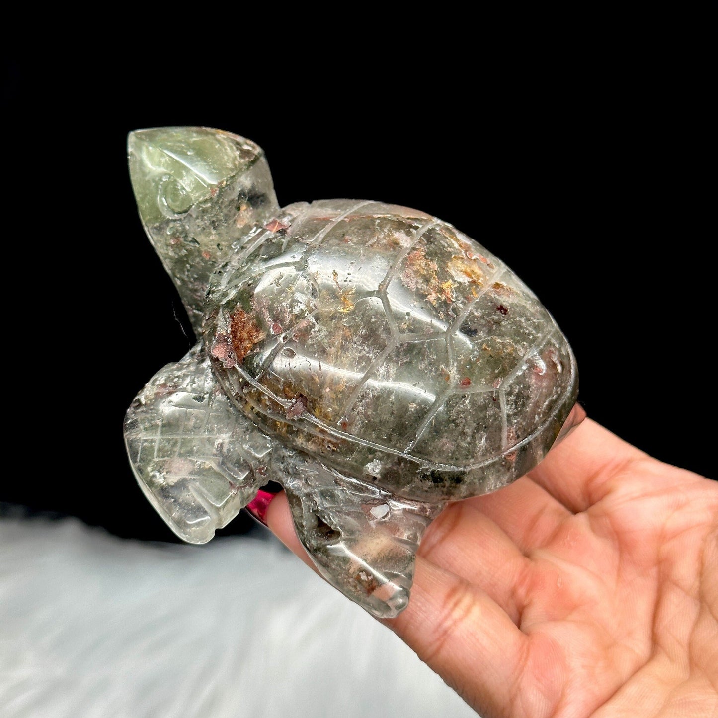 Large Garden Quartz Crystal Turtle Carving, Garden Quartz Turtle Carving