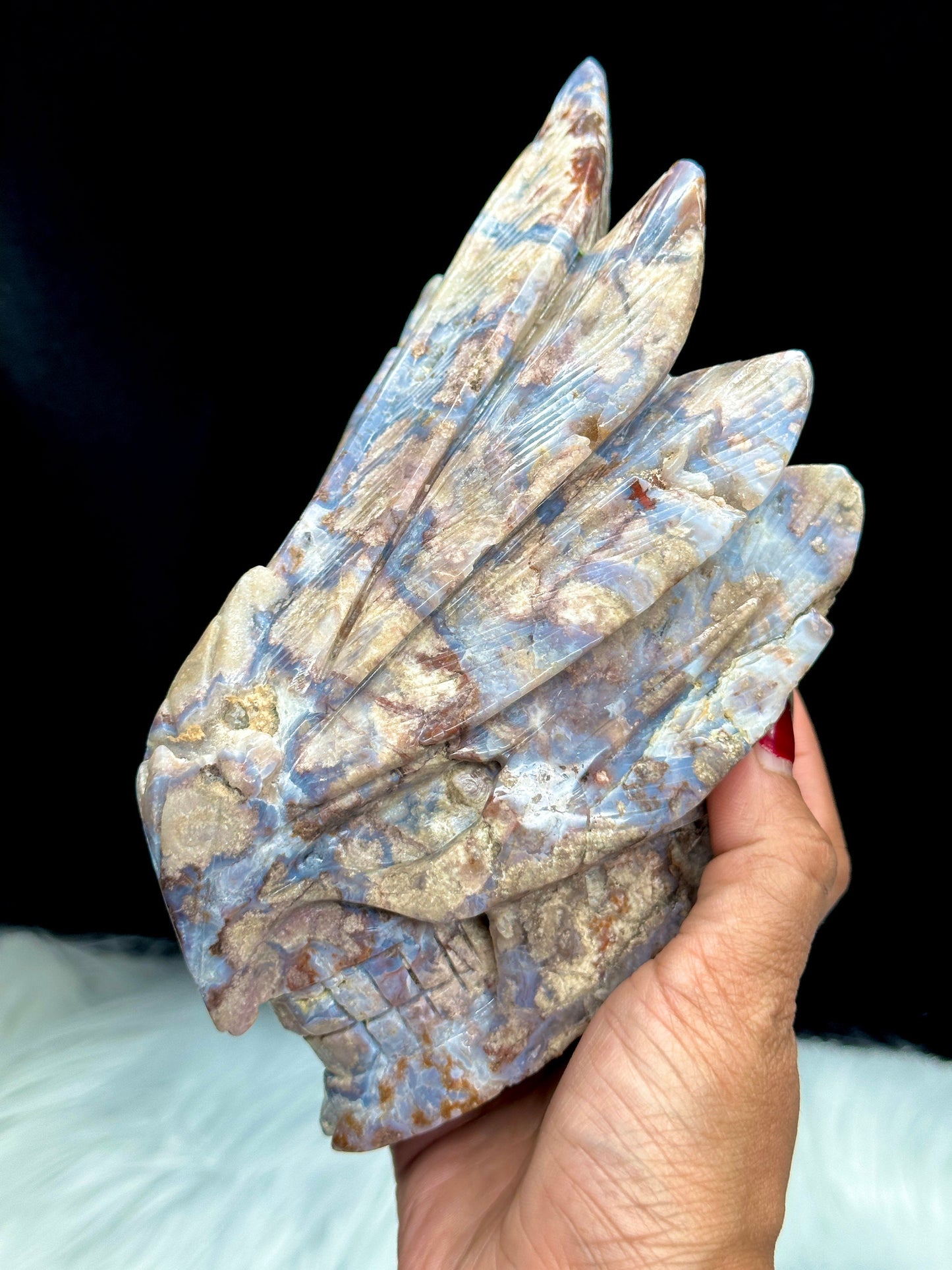 Stunning Rare Blue Flower Agate Skull, Flower Agate Crystal Skull, Flower Agate Skull