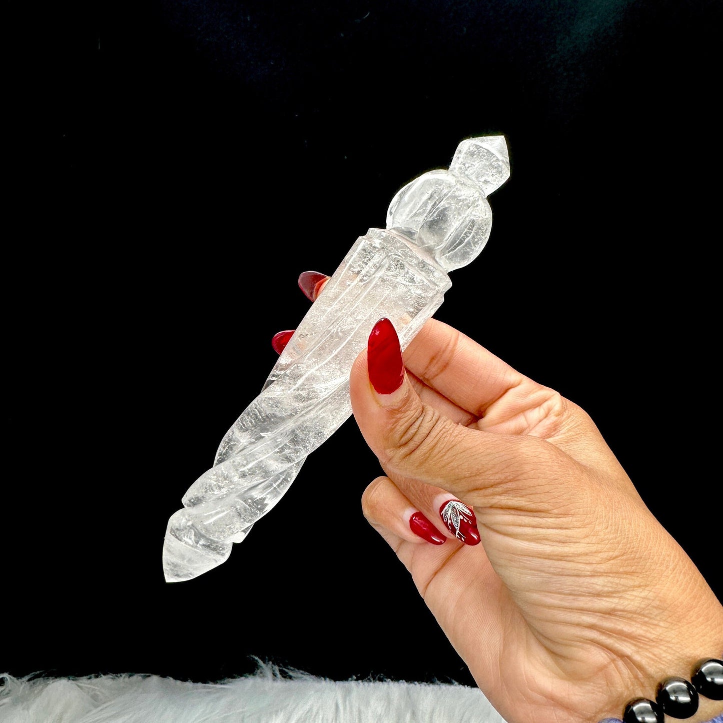 Himalayan Quartz Phurba Wand, Clear Quartz Phurba Wand, Hand Carved