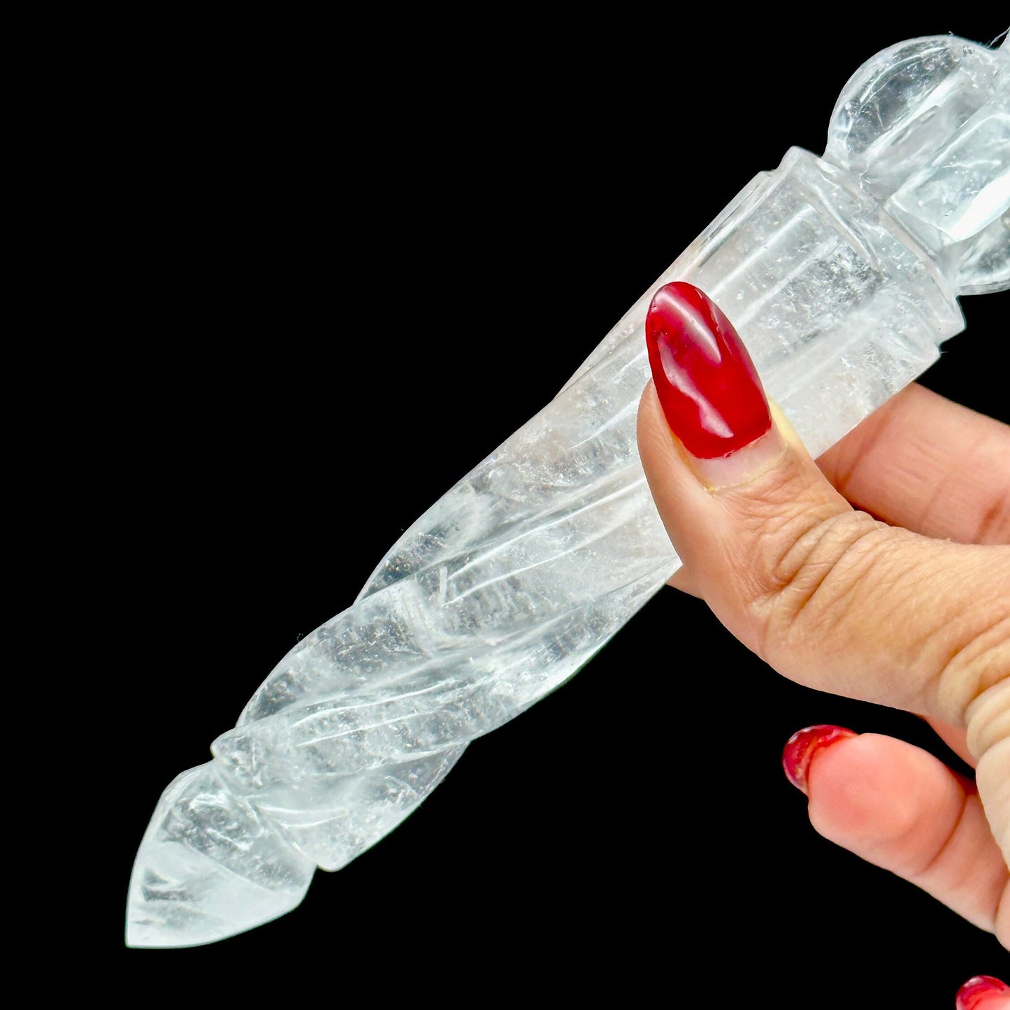 Himalayan Quartz Phurba Wand, Clear Quartz Phurba Wand, Hand Carved