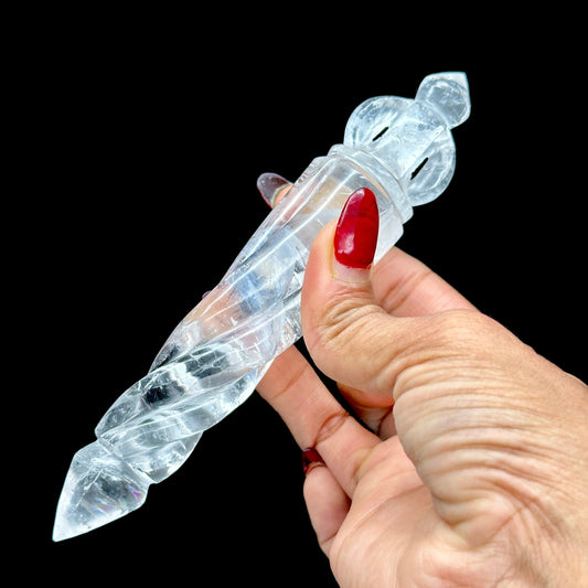 Himalayan Clear Quartz Phurba wand, Clear Quartz Phurba Wand, Phurba Dagger, Tibetan Phurba