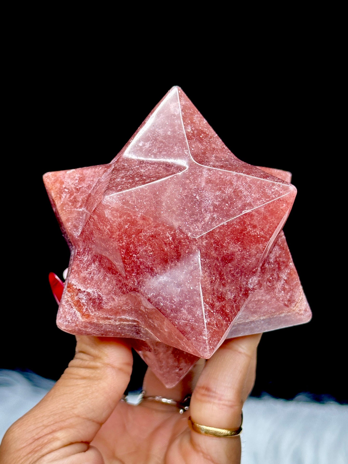 Strawberry Quartz Merkaba, quartz merkaba, Hexagonal Star Crystals and Healing Stone