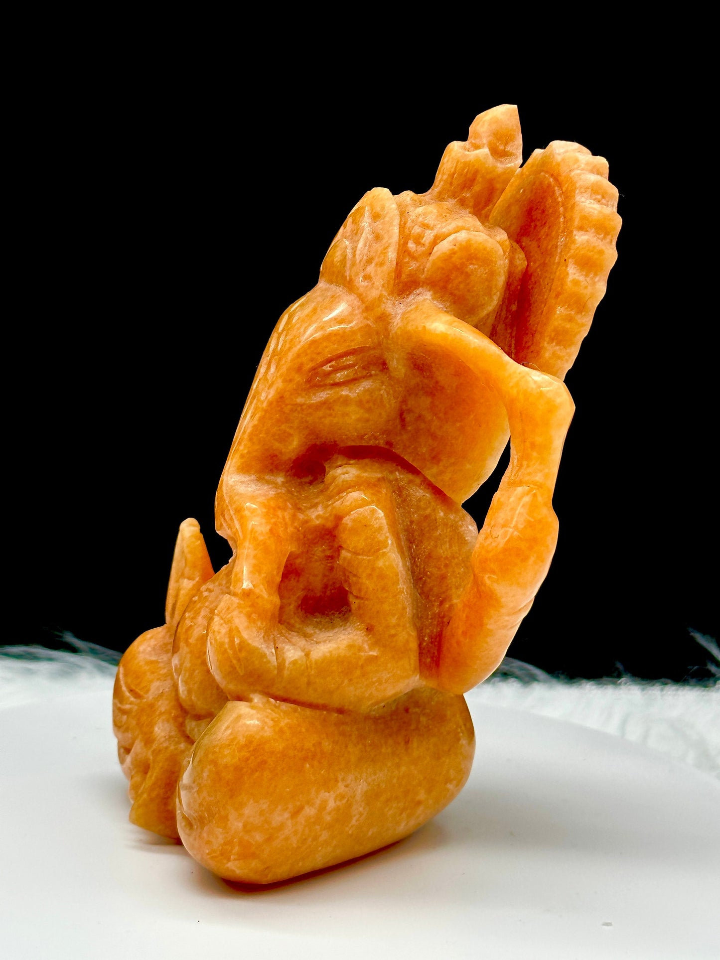 Orange Aventurine Carving of Ganesh - Lord Ganesha Idol in Crystals/Gemstone - Reiki/Chakra/Healing/Energy