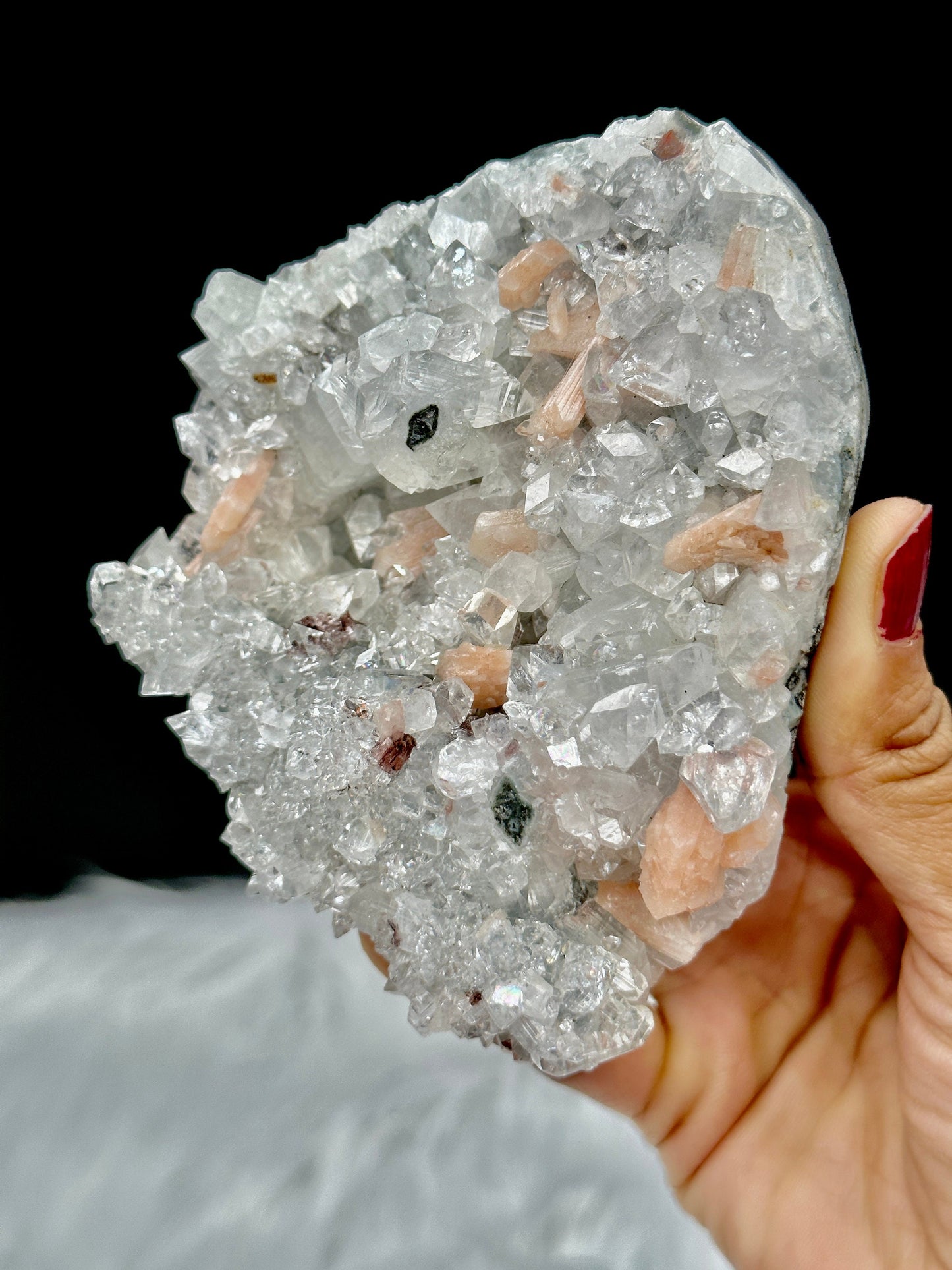 Large Apophyllite with Peach Stilbite