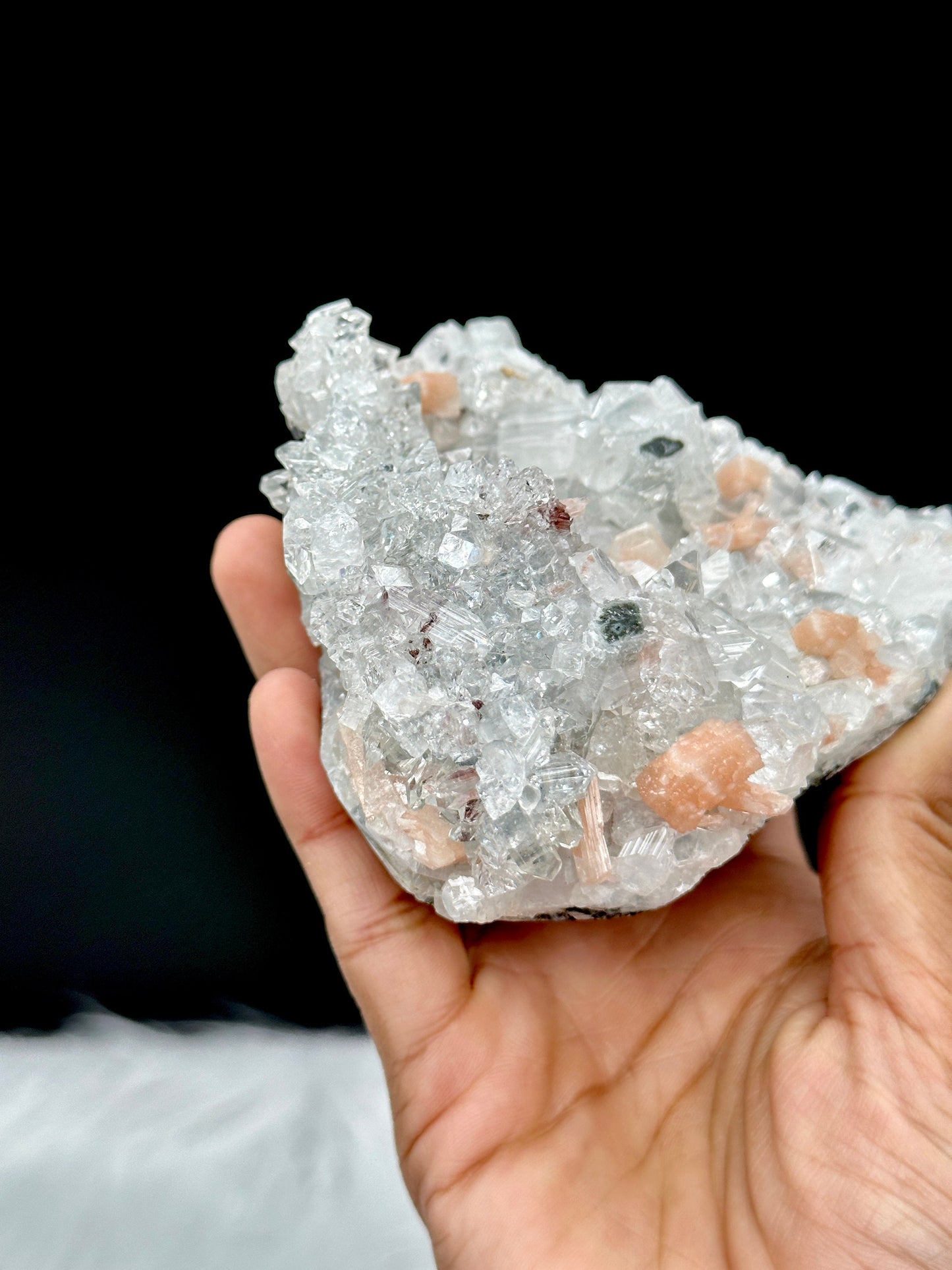 Large Apophyllite with Peach Stilbite