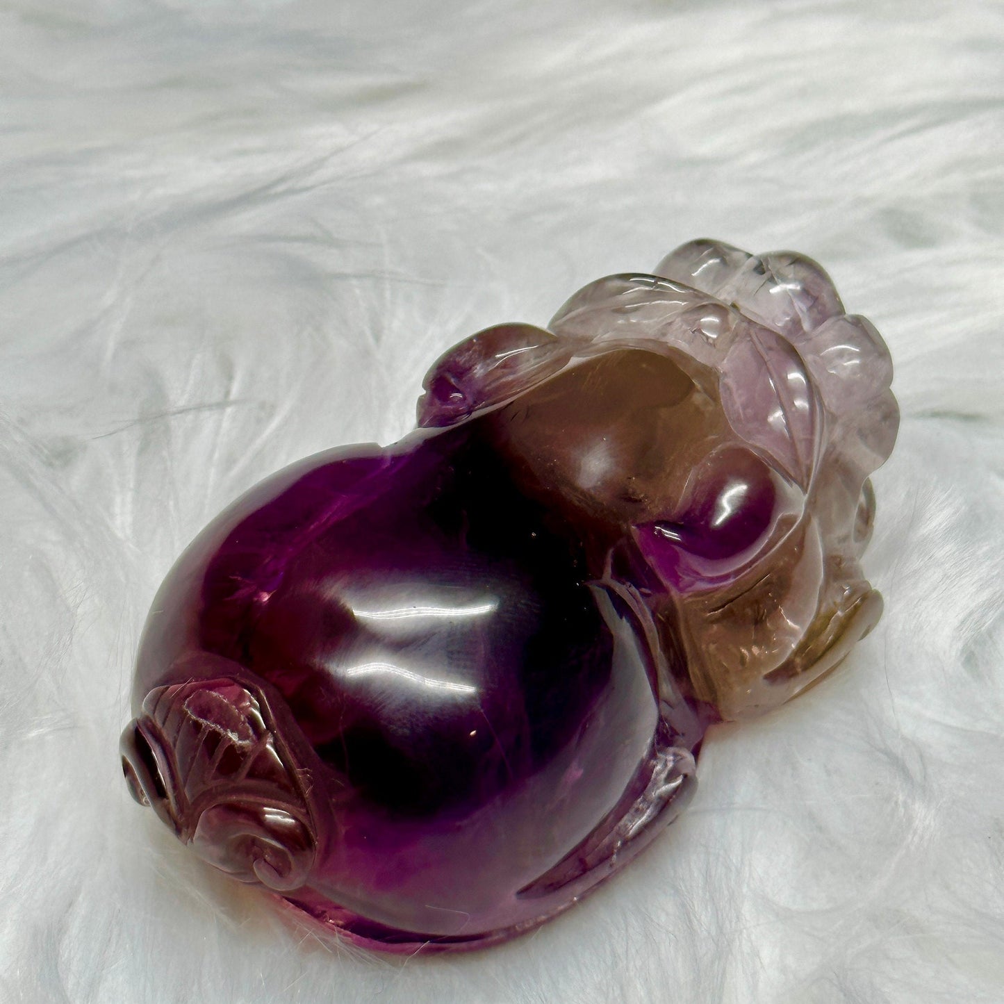 Natural Ametrine Pixiu Carving, Natural Ametrine carved PiXiu, Master Carver Hand Carving PiXiu, Reiki healing Crystal