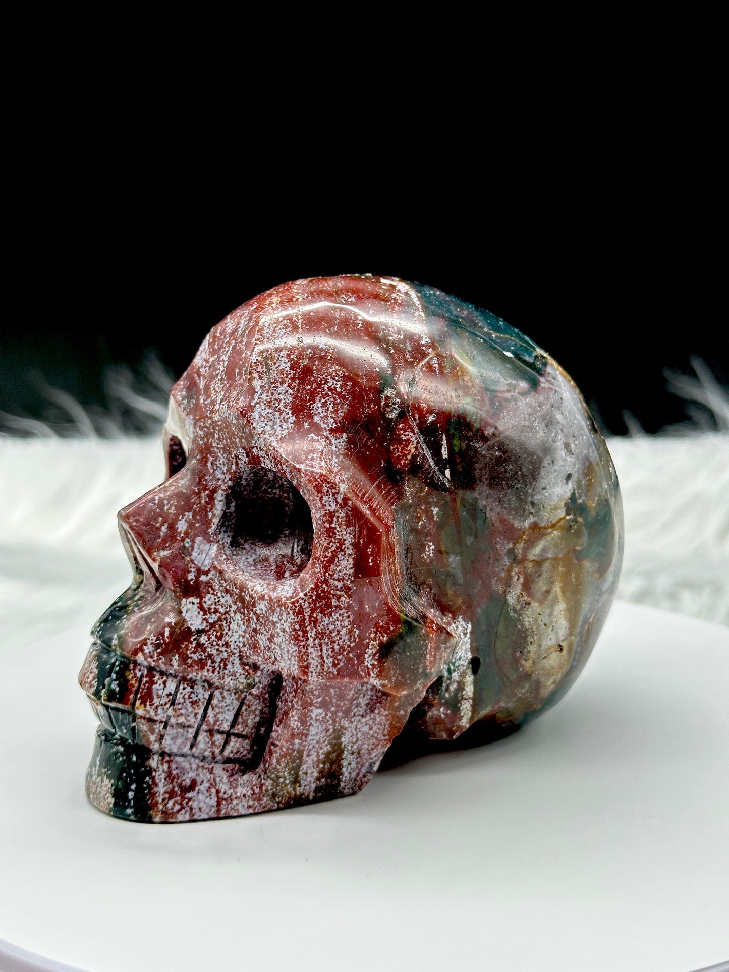 Beautiful Large Ocean Jasper Skull, OJ Skull, 5 inches tall