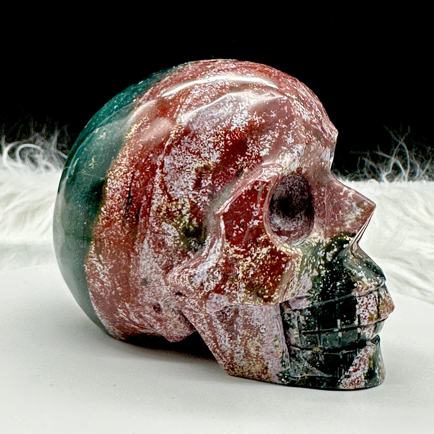 Beautiful Large Ocean Jasper Skull, OJ Skull, 5 inches tall