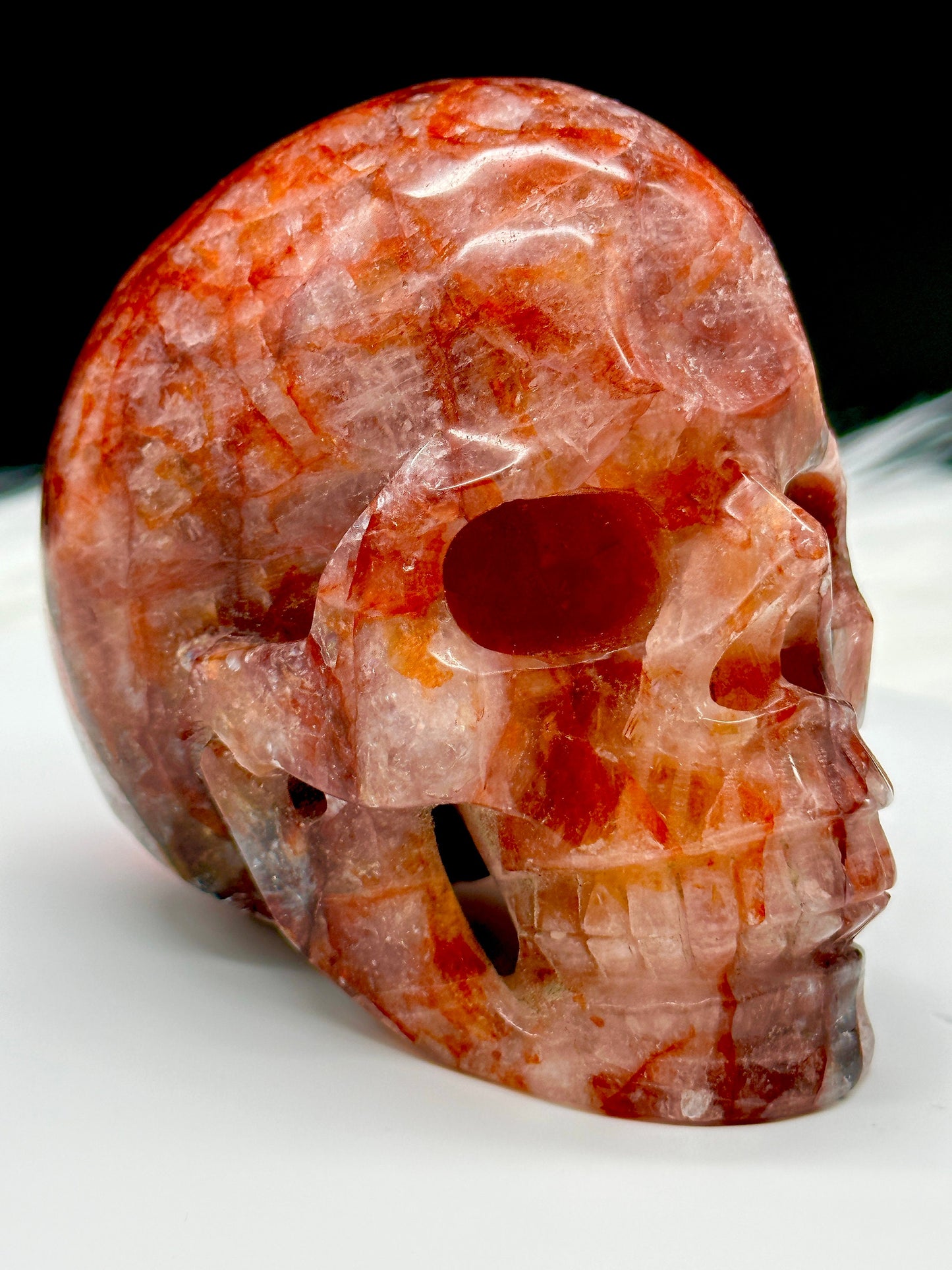 Beautiful Large Fire Quartz Crystal Skull