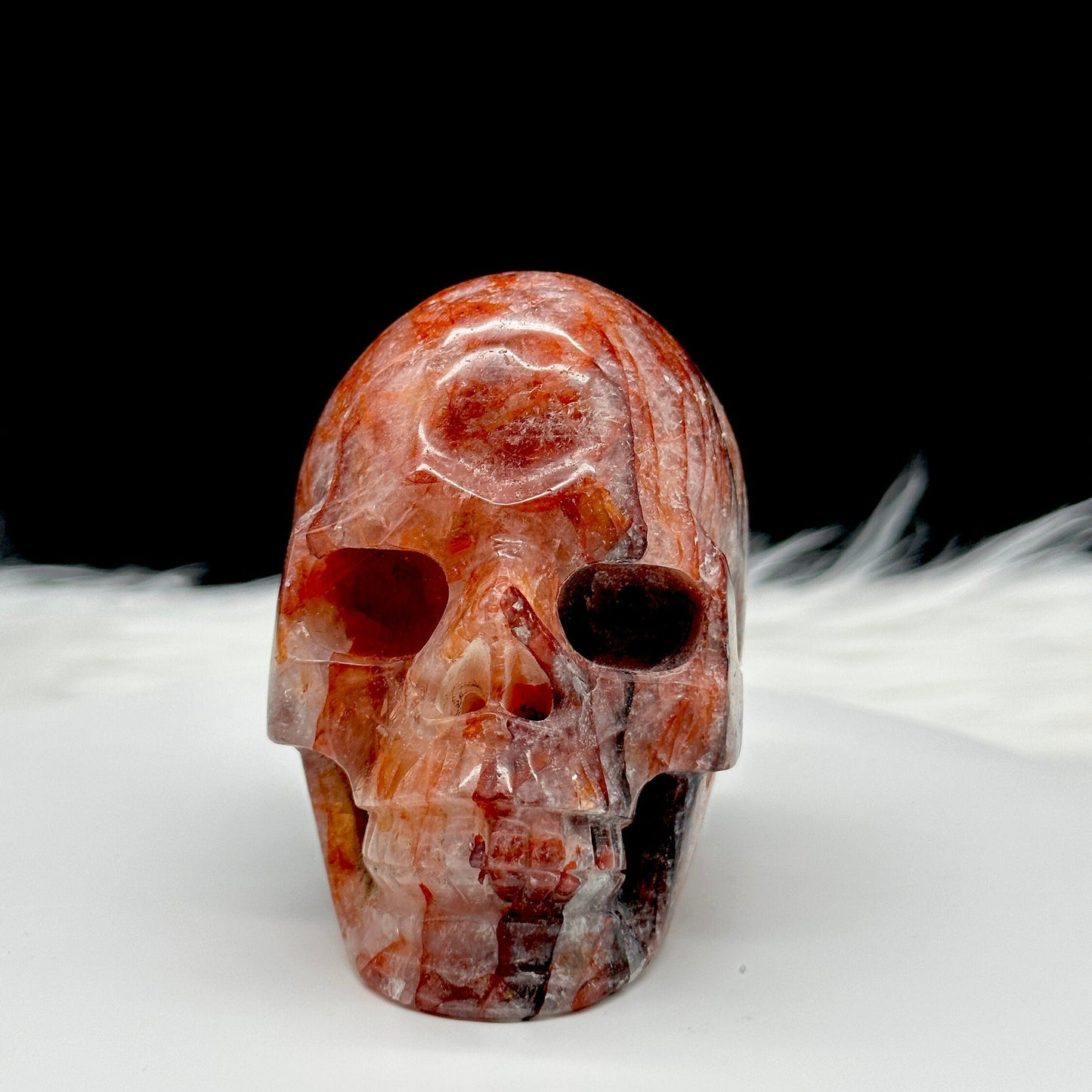 Beautiful Large Fire Quartz Crystal Skull