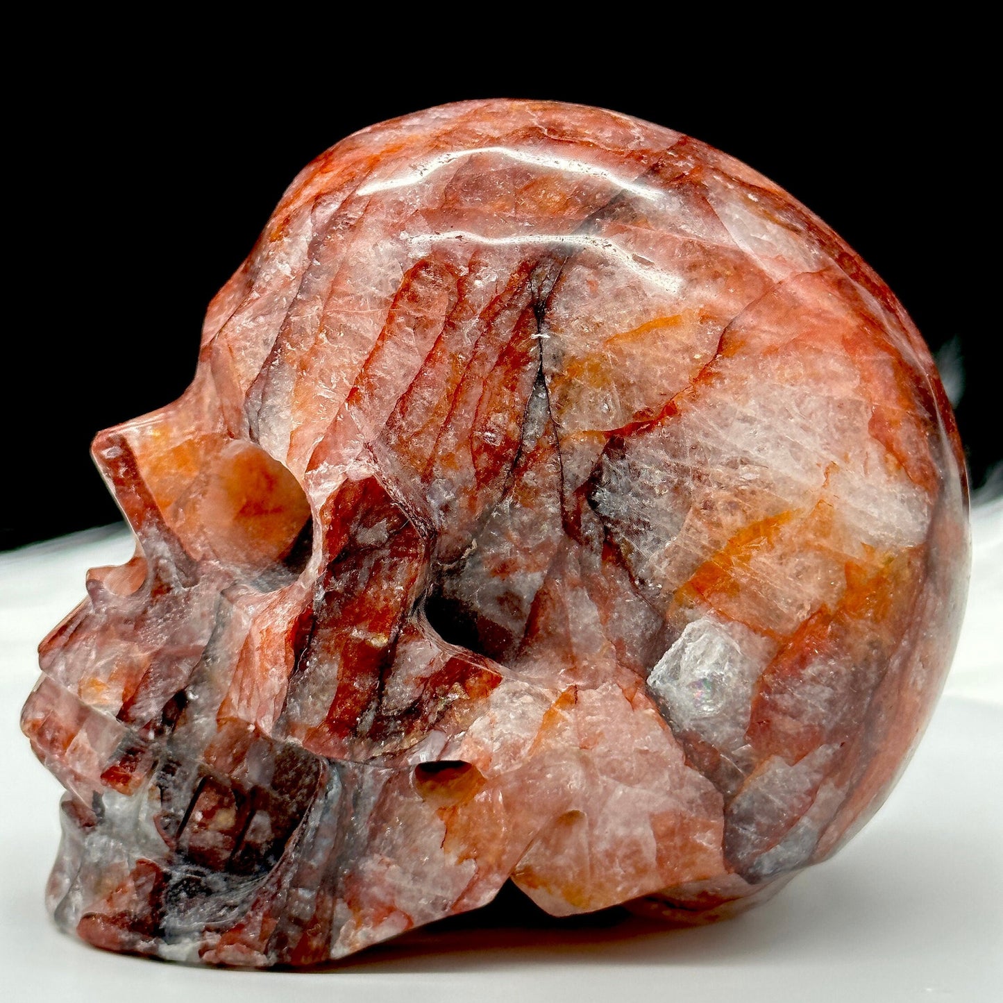 Beautiful Large Fire Quartz Crystal Skull