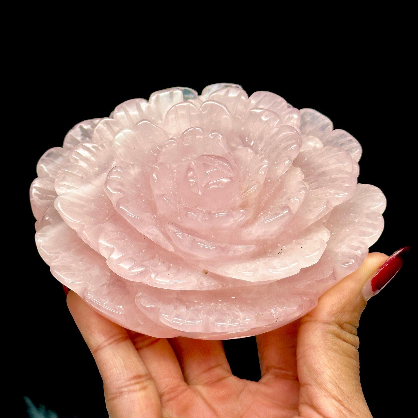 Pretty Pink Rose Quartz Flower hand carved, Natural Rose Quartz Flower,Home Decoration,Crystal Carving,Reiki Healing,Crystal Gifts