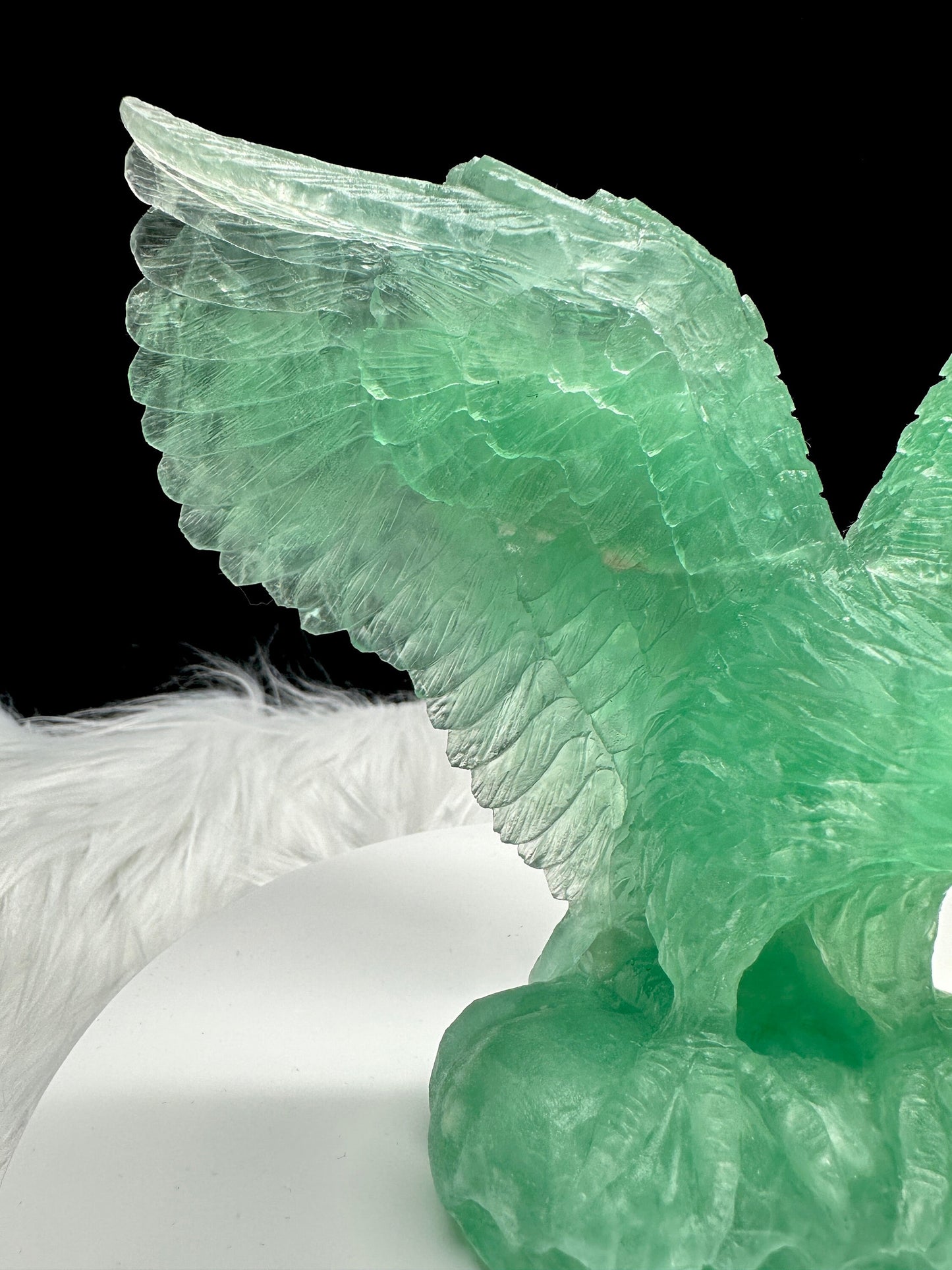 High Quality Green Fluorite Crystal Eagle Carving, Hand Carved Fluorite Eagle