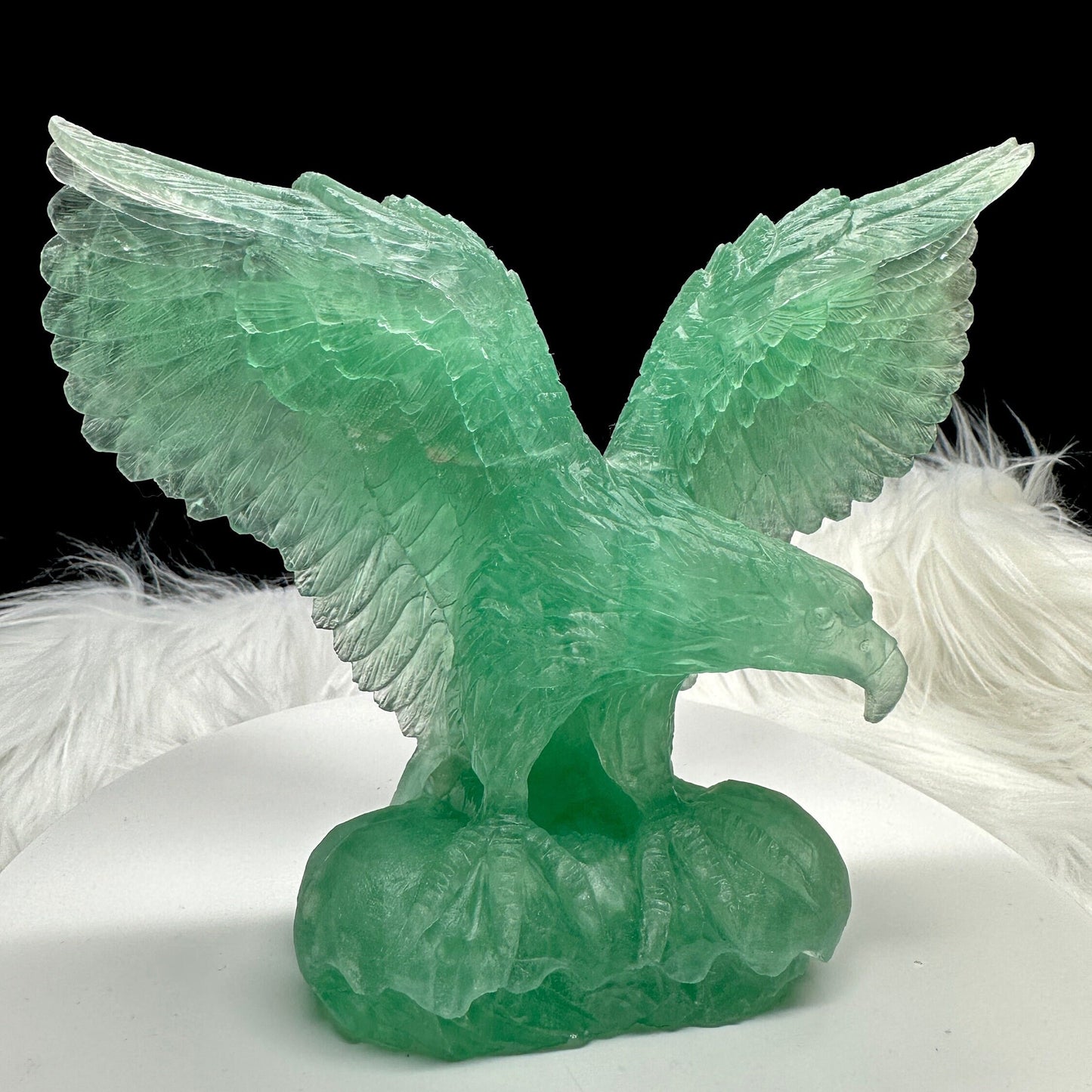 High Quality Green Fluorite Crystal Eagle Carving, Hand Carved Fluorite Eagle