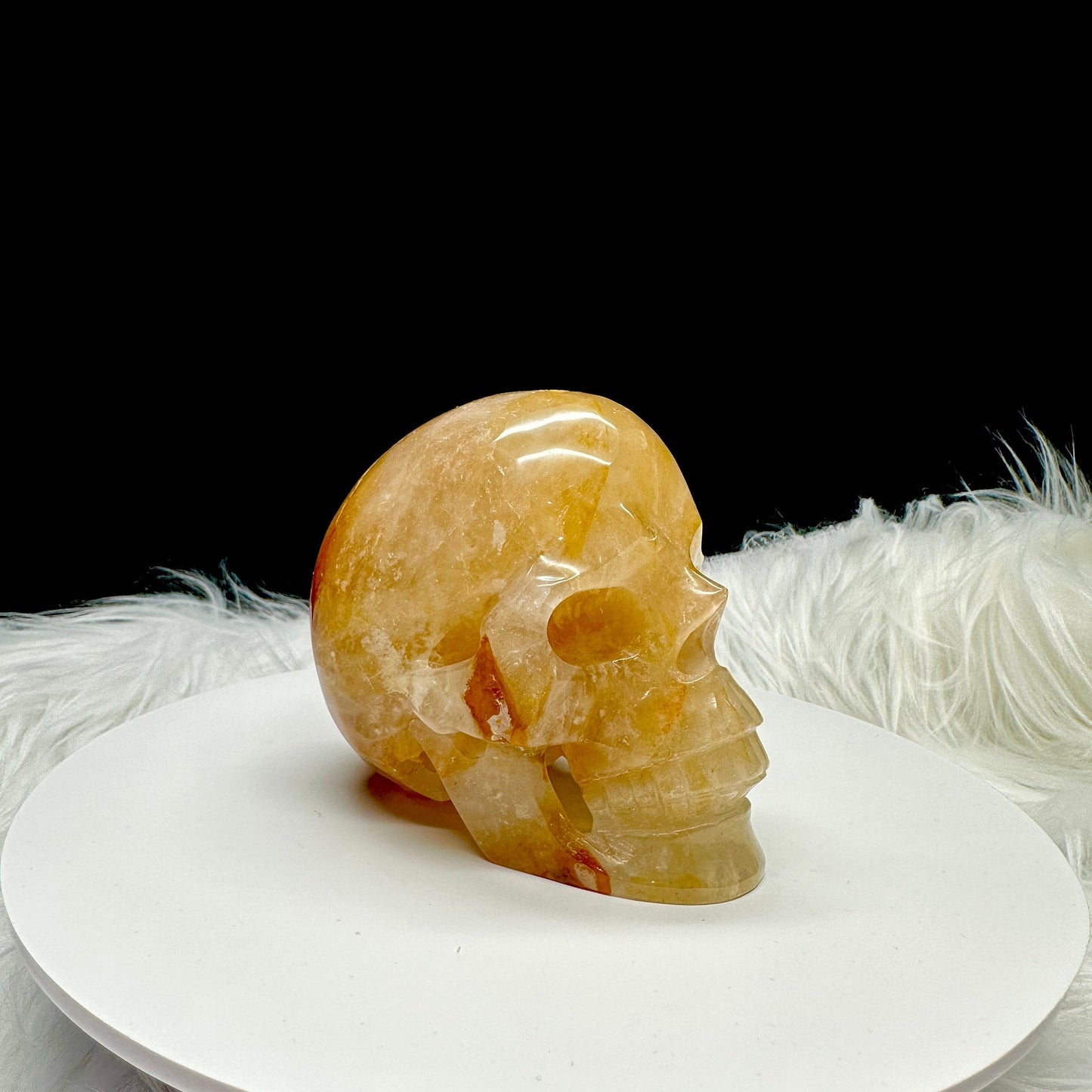 Beautiful Golden Healer Skull Carving, Golden Healer Crystal Skull