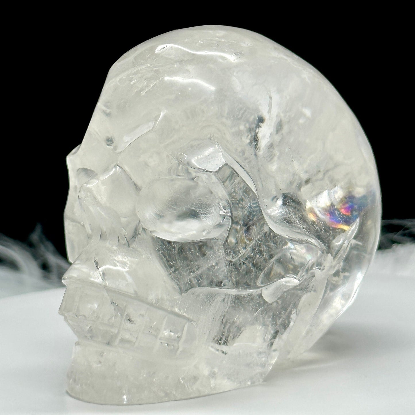 Large Beautiful Himalayan Clear Quartz Skull, Himalayan Quartz Skull with rainbows