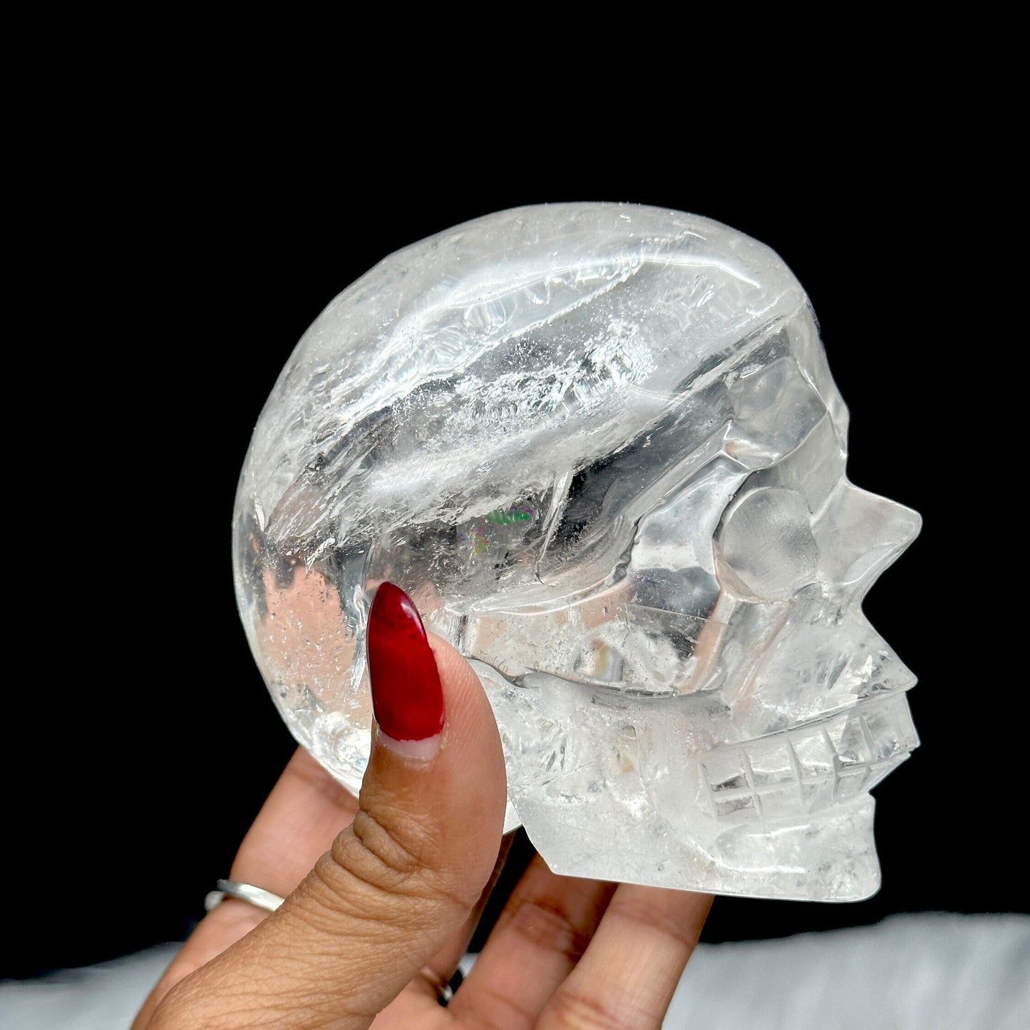 Large Beautiful Himalayan Clear Quartz Skull, Himalayan Quartz Skull with rainbows