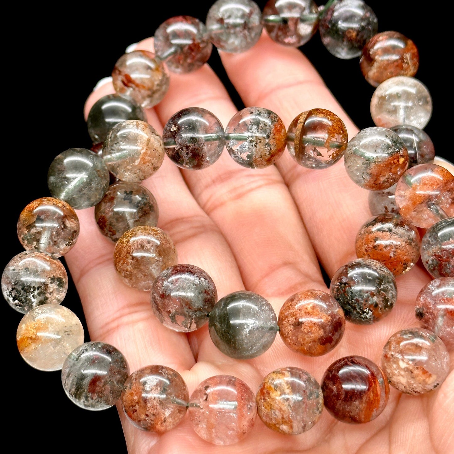 High Grade Garden Quartz Bracelet, Crystal Bracelet, 12mm