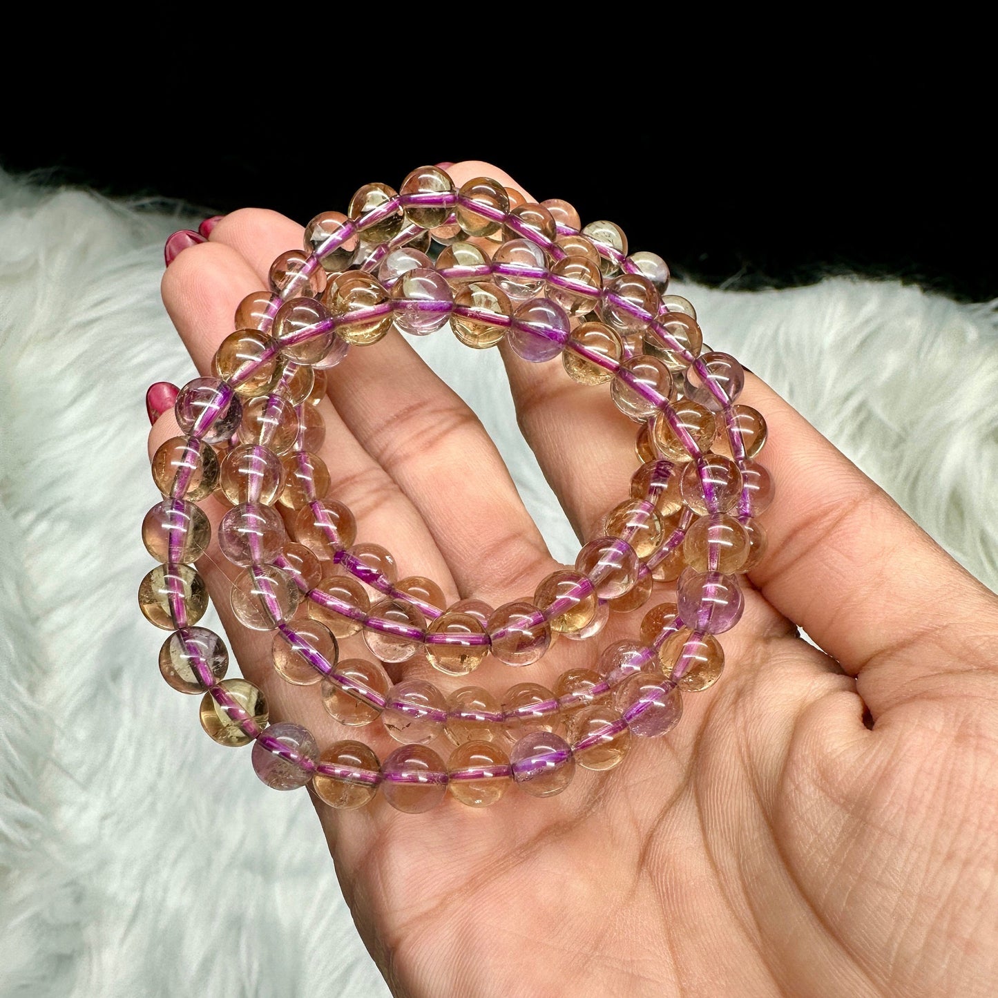 Natural Ametrine Bracelet Amethyst Citrine Crystal, Ametrine Bracelet, Crystal Bracelet - 8mm