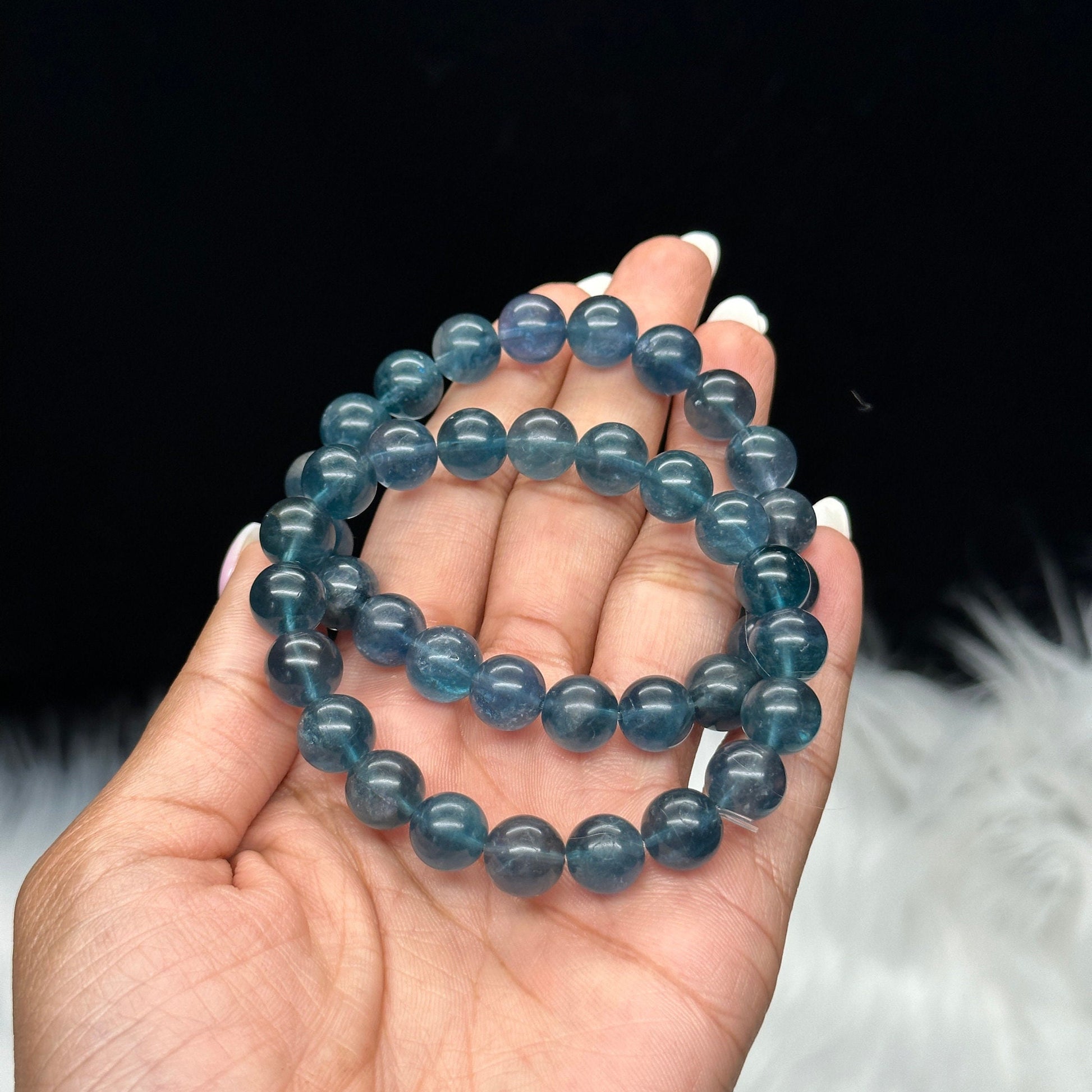 10mm Rainbow Fluorite Bead Bracelet