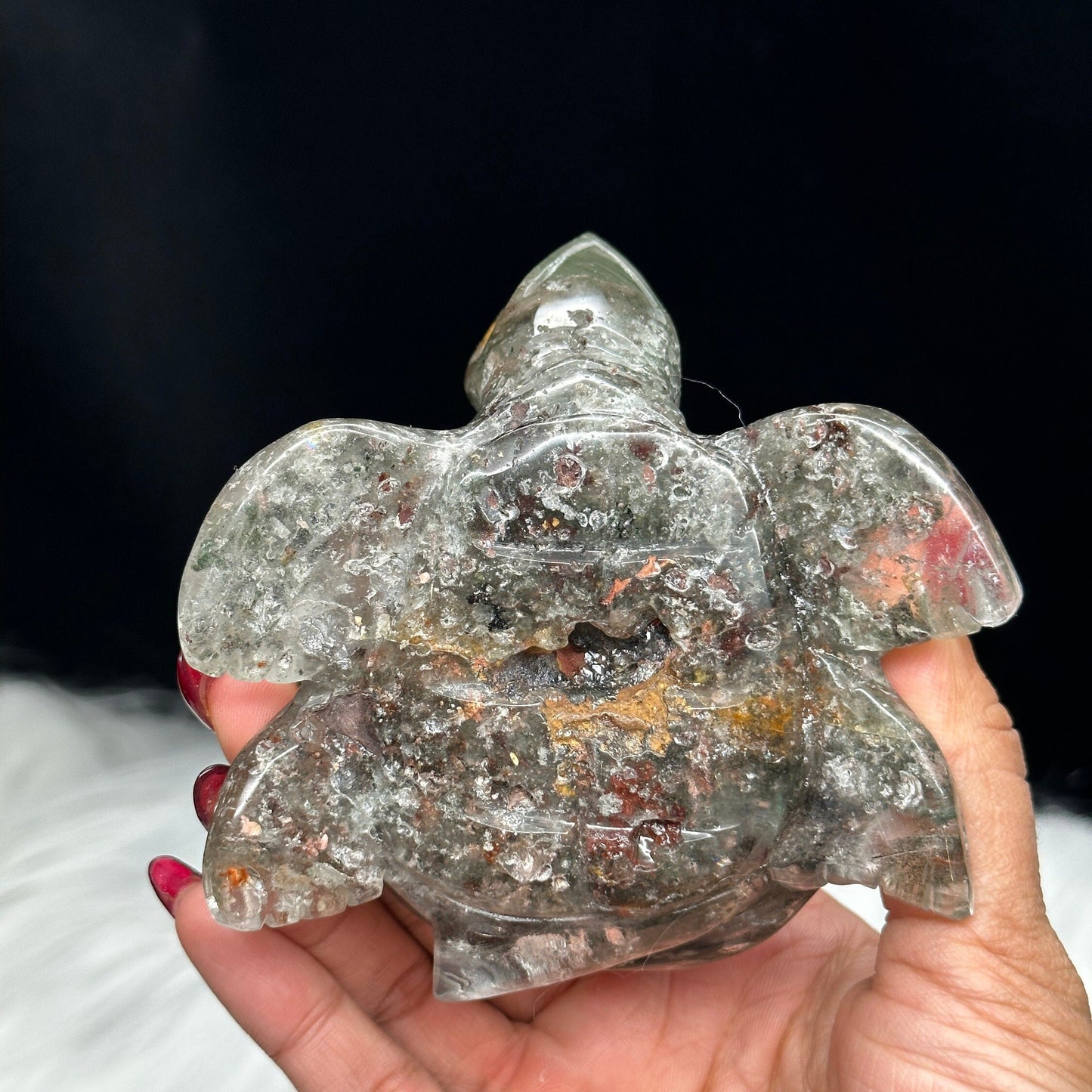 Large Garden Quartz Crystal Turtle Carving, Garden Quartz Turtle Carving