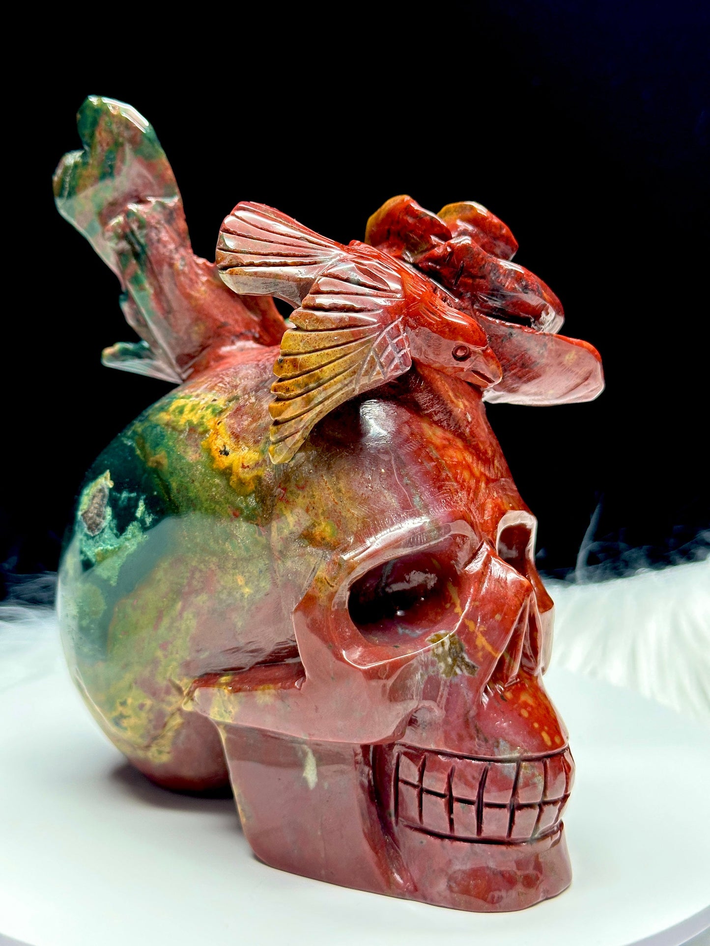 Stunning Hand Carved Ocean Jasper Crystal Skull, Statement Skull, OJ Skull