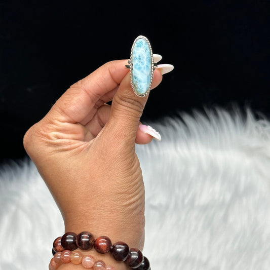 High Quality Larimar Ring in Sterling Silver