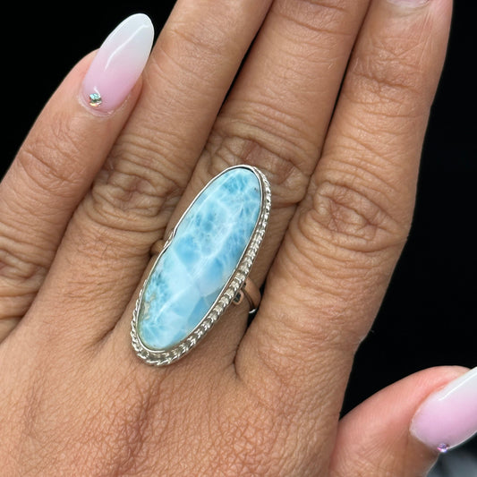 High Quality Larimar Ring in Sterling Silver