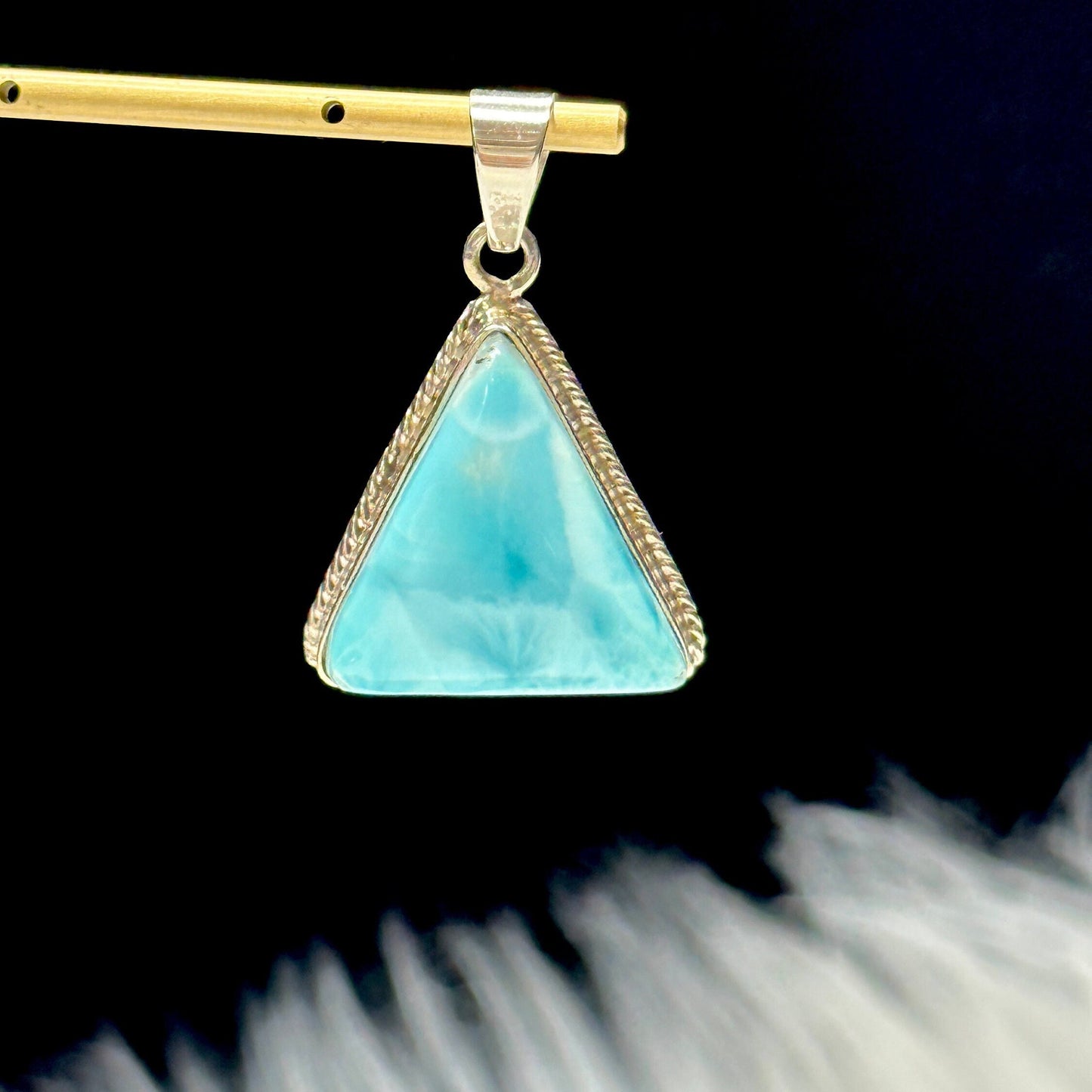 Top Grade Larimar Pendant in Sterling Silver, Larimar Crystal Pendant