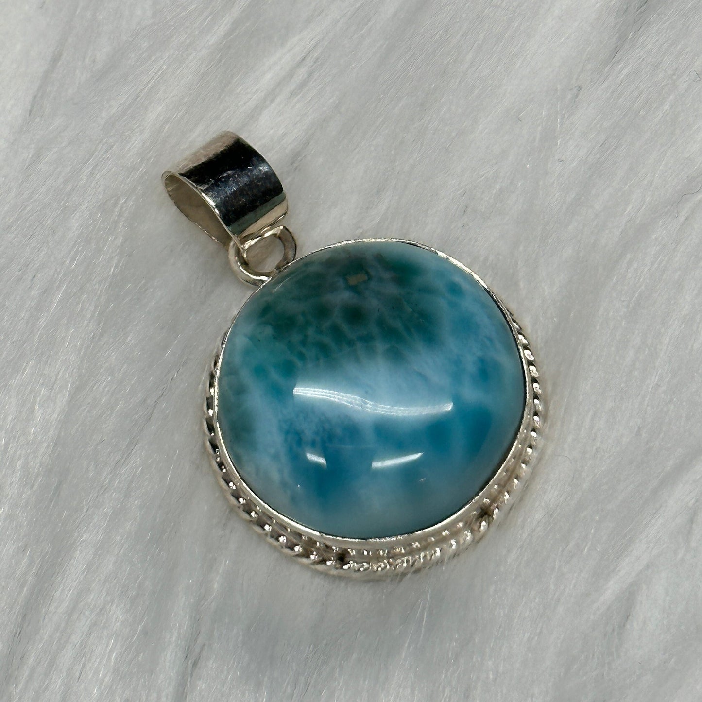 Beautiful Larimar Pendant in Sterling Silver, Larimar Crystal Pendant