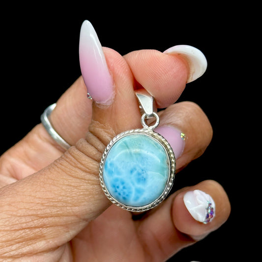 Beautiful Grade AAA Larimar Pendant Round Shaped, Larimar Crystal Pendant