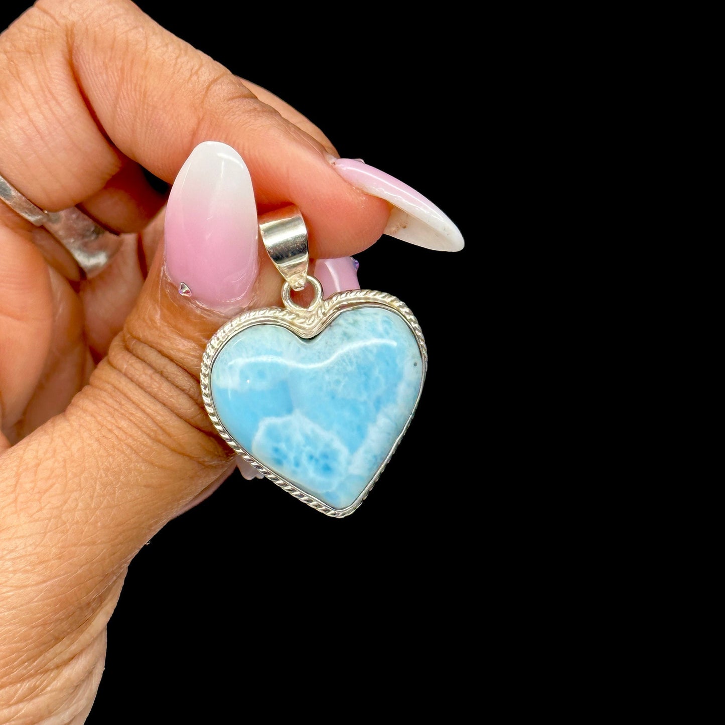 Top Grade Larimar Crystal Heart Shaped Pendant, Larimar Pendant