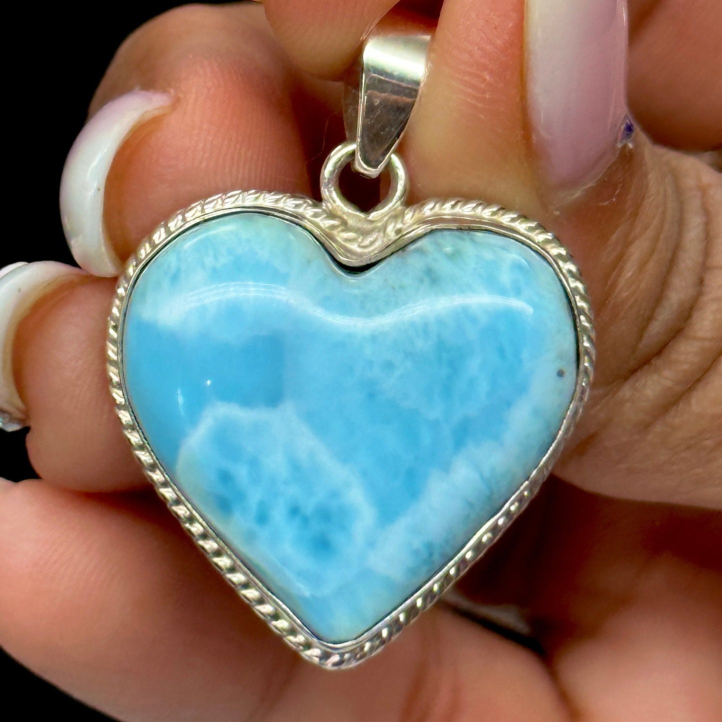 Top Grade Larimar Crystal Heart Shaped Pendant, Larimar Pendant