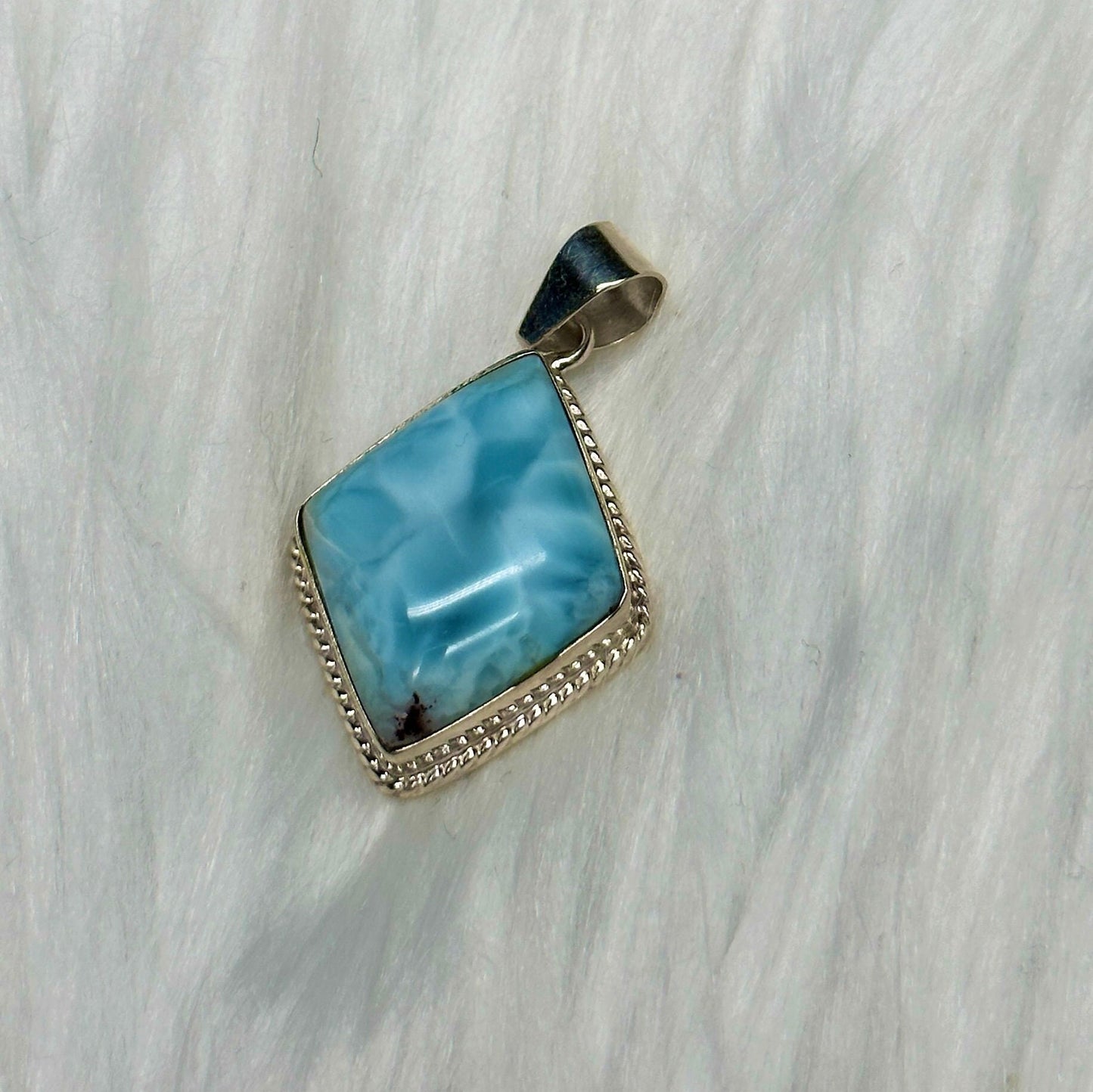 Beautiful Diamond Shaped Larimar Pendant, Larimar Crystal Pendant