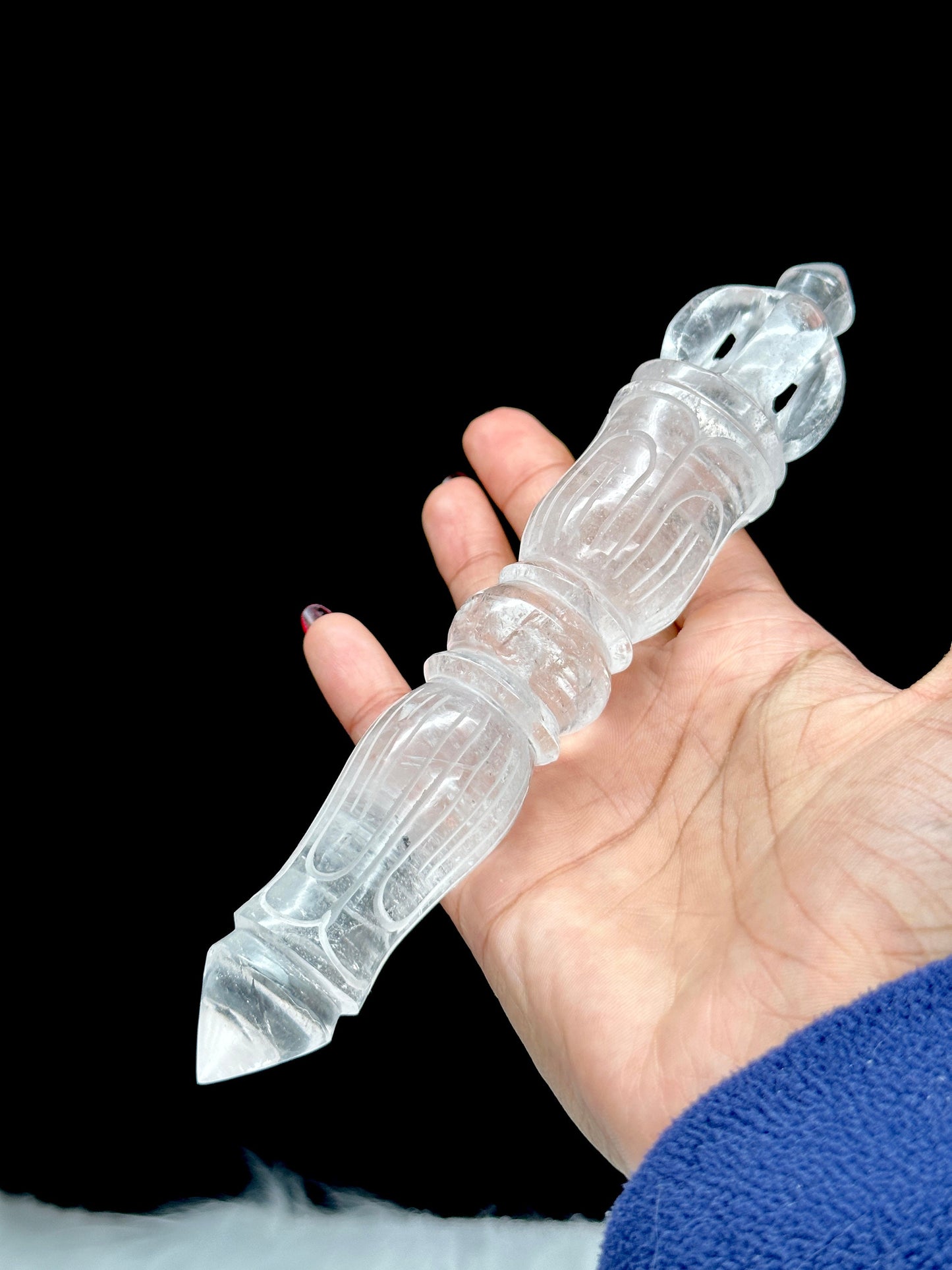 Magical hand carved himalayan quartz phurbha wand, Himalayan clear quartz phurba wand/ phurba dagger