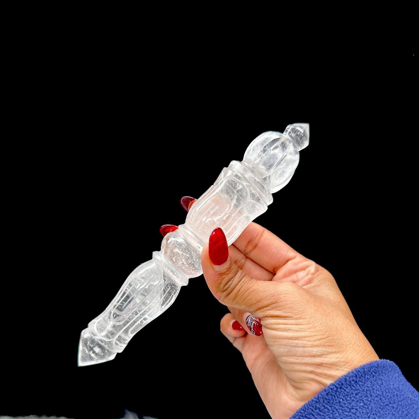 Magical hand carved himalayan quartz phurbha wand, Himalayan clear quartz phurba wand/ phurba dagger