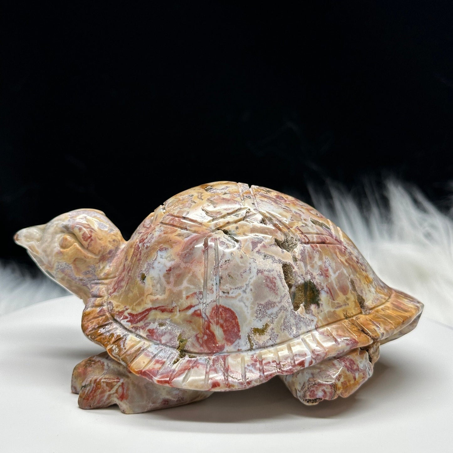 Colorful Ocean Jasper Turtle Carving