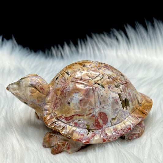 Colorful Ocean Jasper Turtle Carving