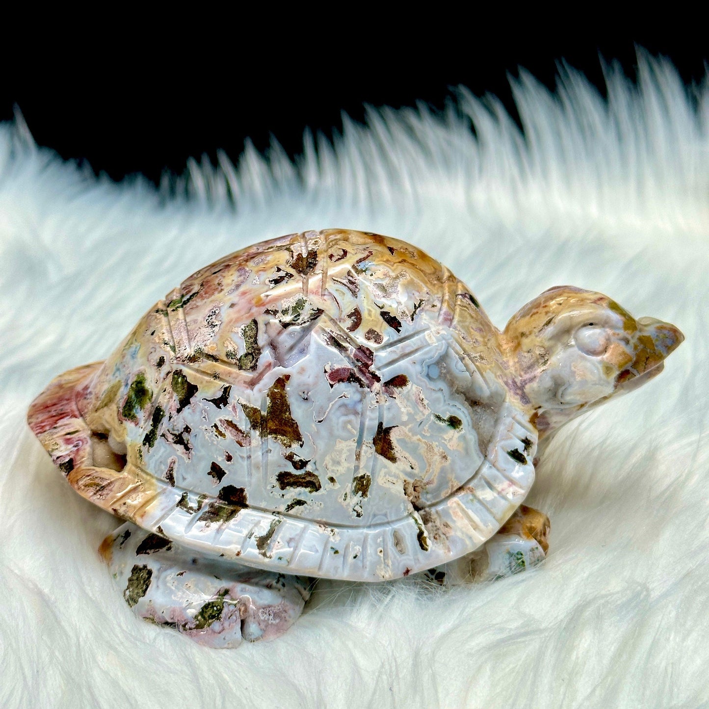 Colorful Ocean Jasper Turtle Carving