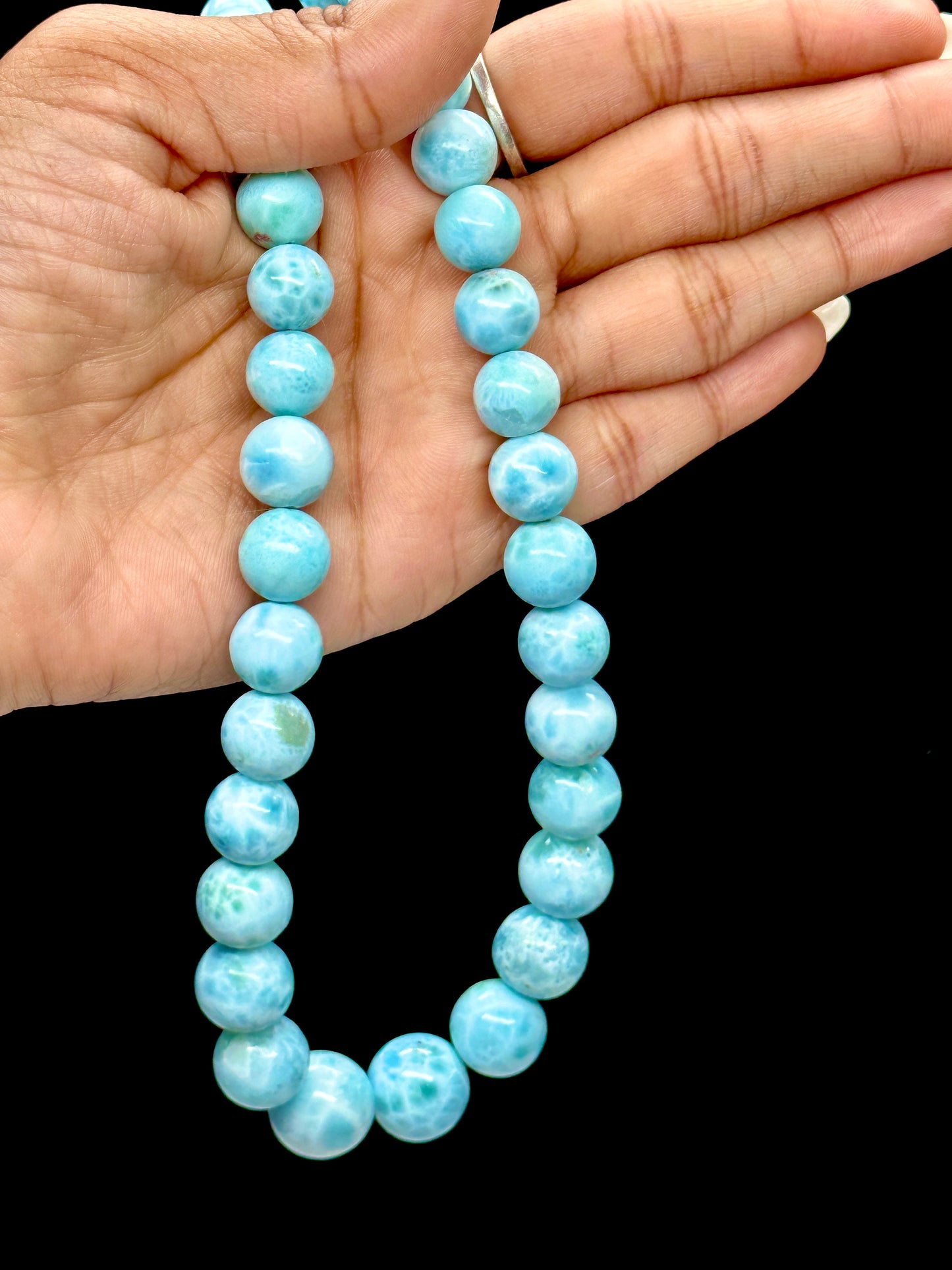 Grade AAA Larimar Necklace, Large Bead Larimar Necklace