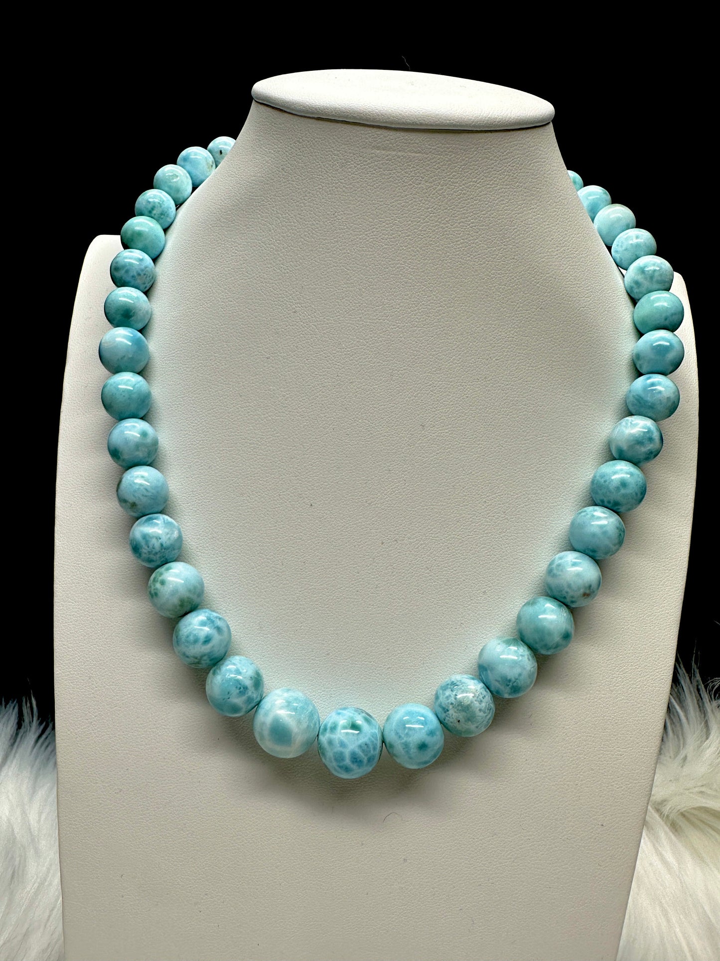 Grade AAA Larimar Necklace, Large Bead Larimar Necklace