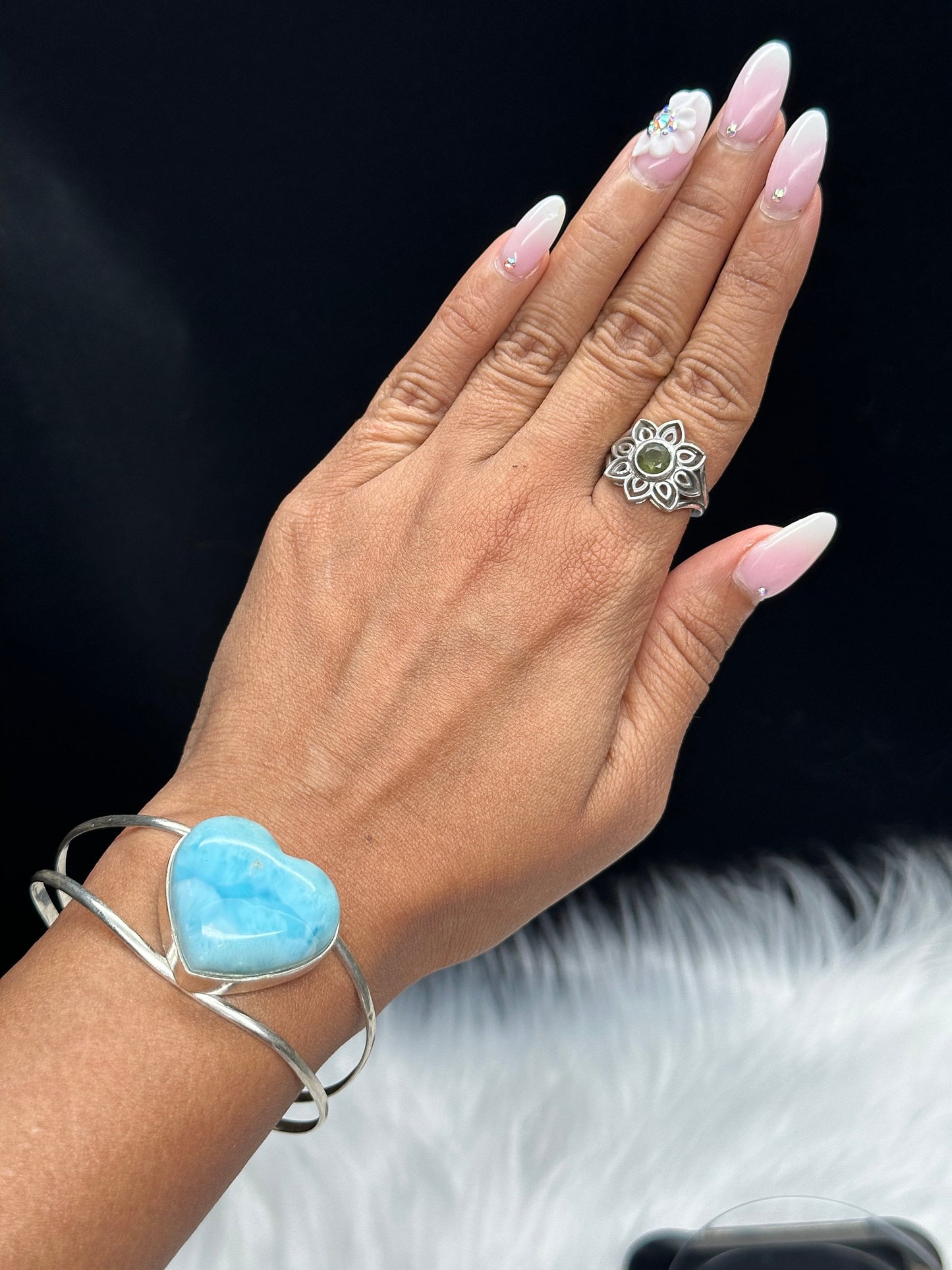 Beautiful Grade AAA Larimar Heart Shaped Bracelet, Larimar Crystal Bracelet