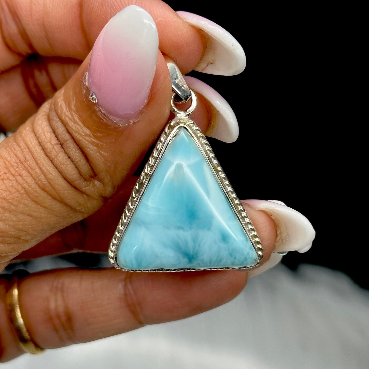 Top Grade Larimar Pendant in Sterling Silver, Larimar Crystal Pendant