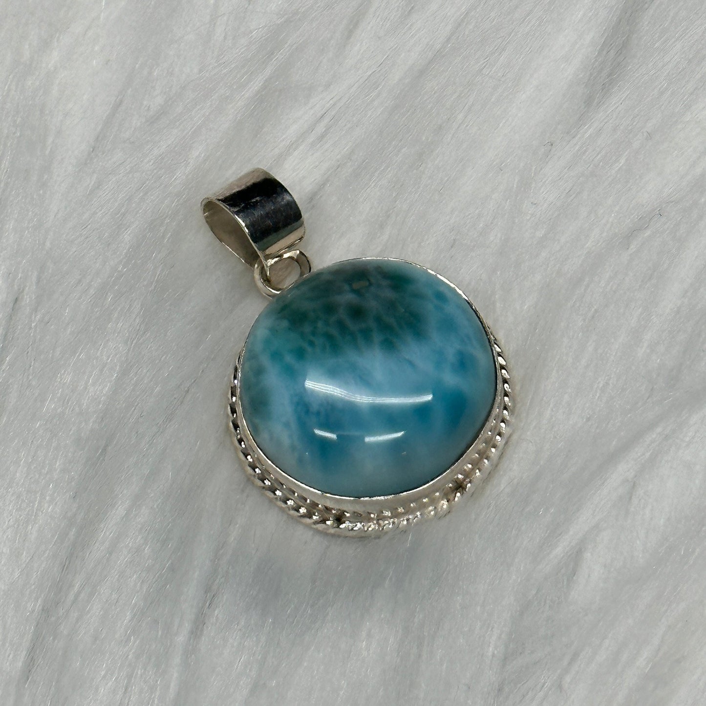 Beautiful Larimar Pendant in Sterling Silver, Larimar Crystal Pendant