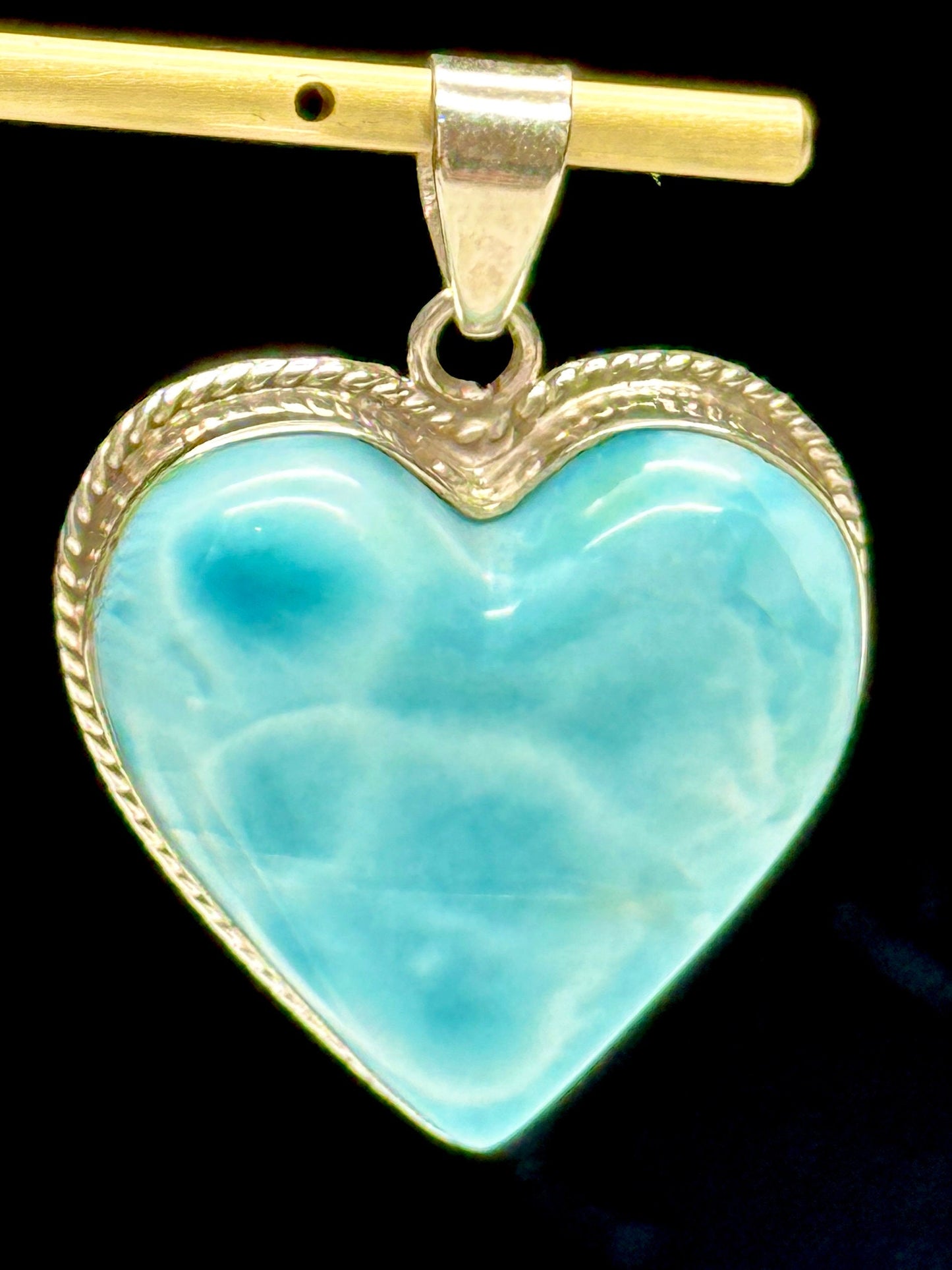 Heart Shaped Larimar Crystal Pendant, Authentic Larimar Pendant