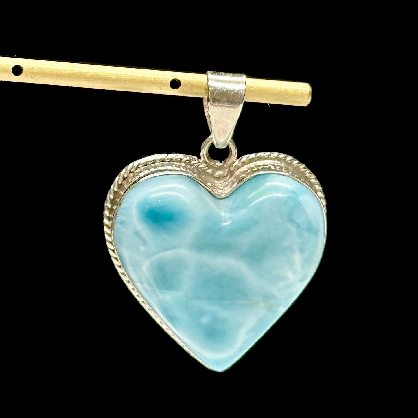 Heart Shaped Larimar Crystal Pendant, Authentic Larimar Pendant