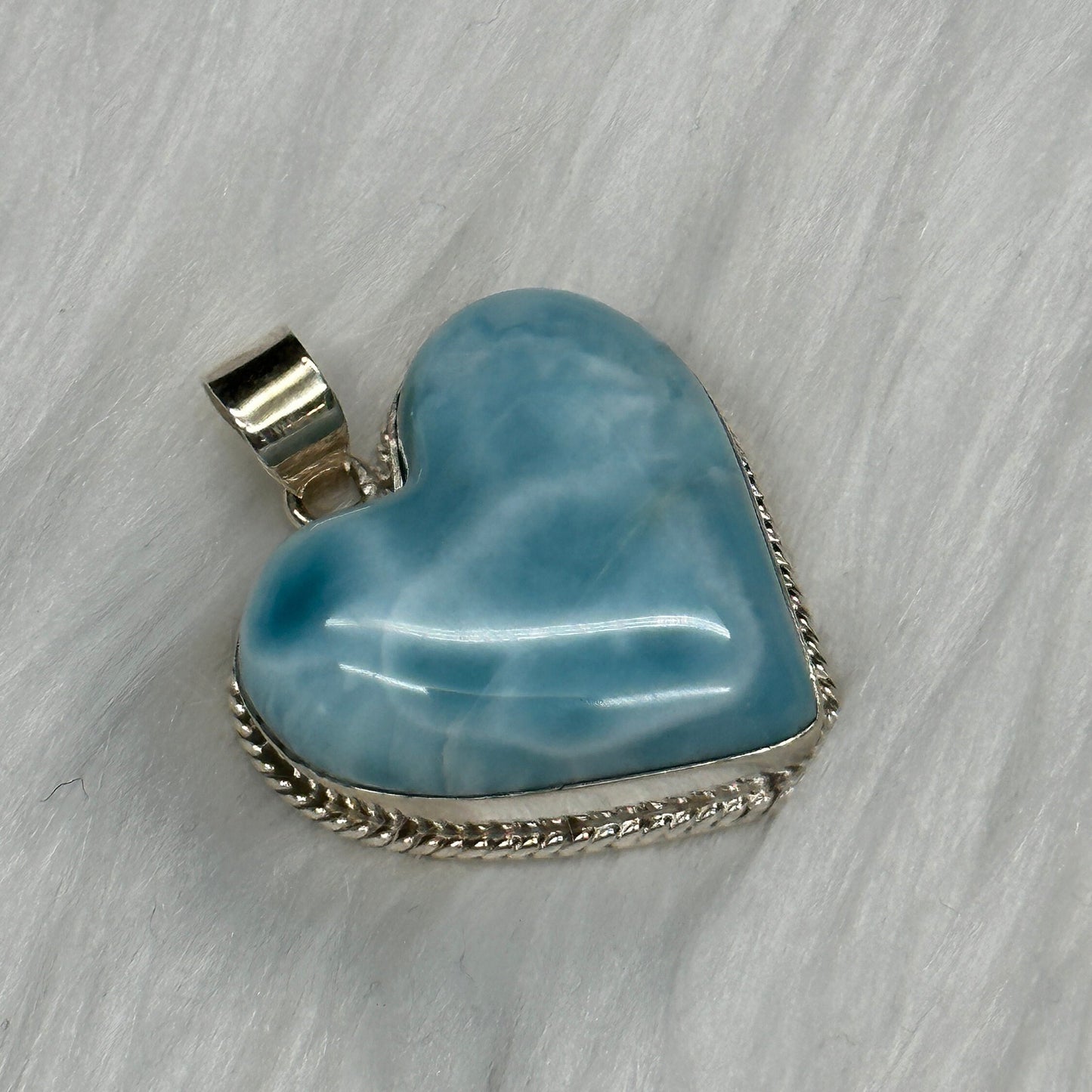 Heart Shaped Larimar Crystal Pendant, Authentic Larimar Pendant